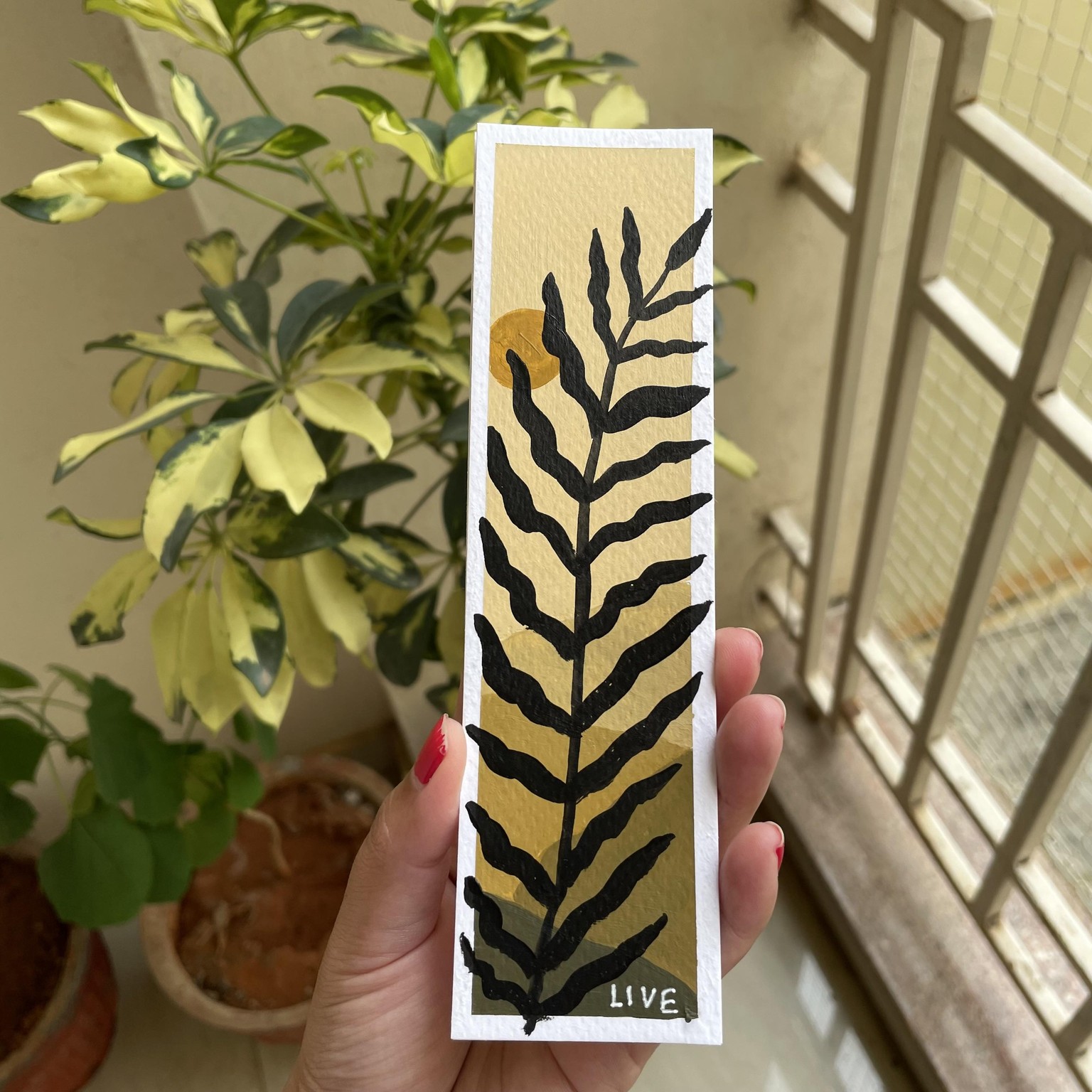 30 days acrylic painting - bookmark landscape in boho style - image 24 - student project