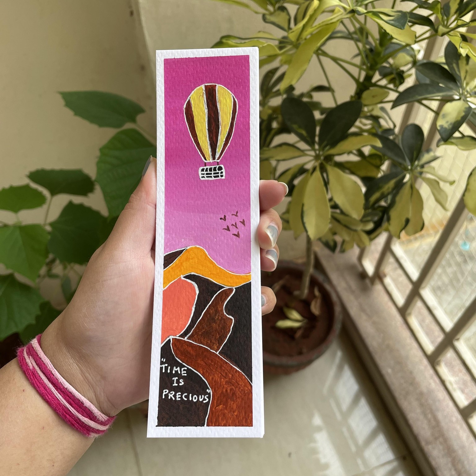 30 days acrylic painting - bookmark landscape in boho style - image 15 - student project