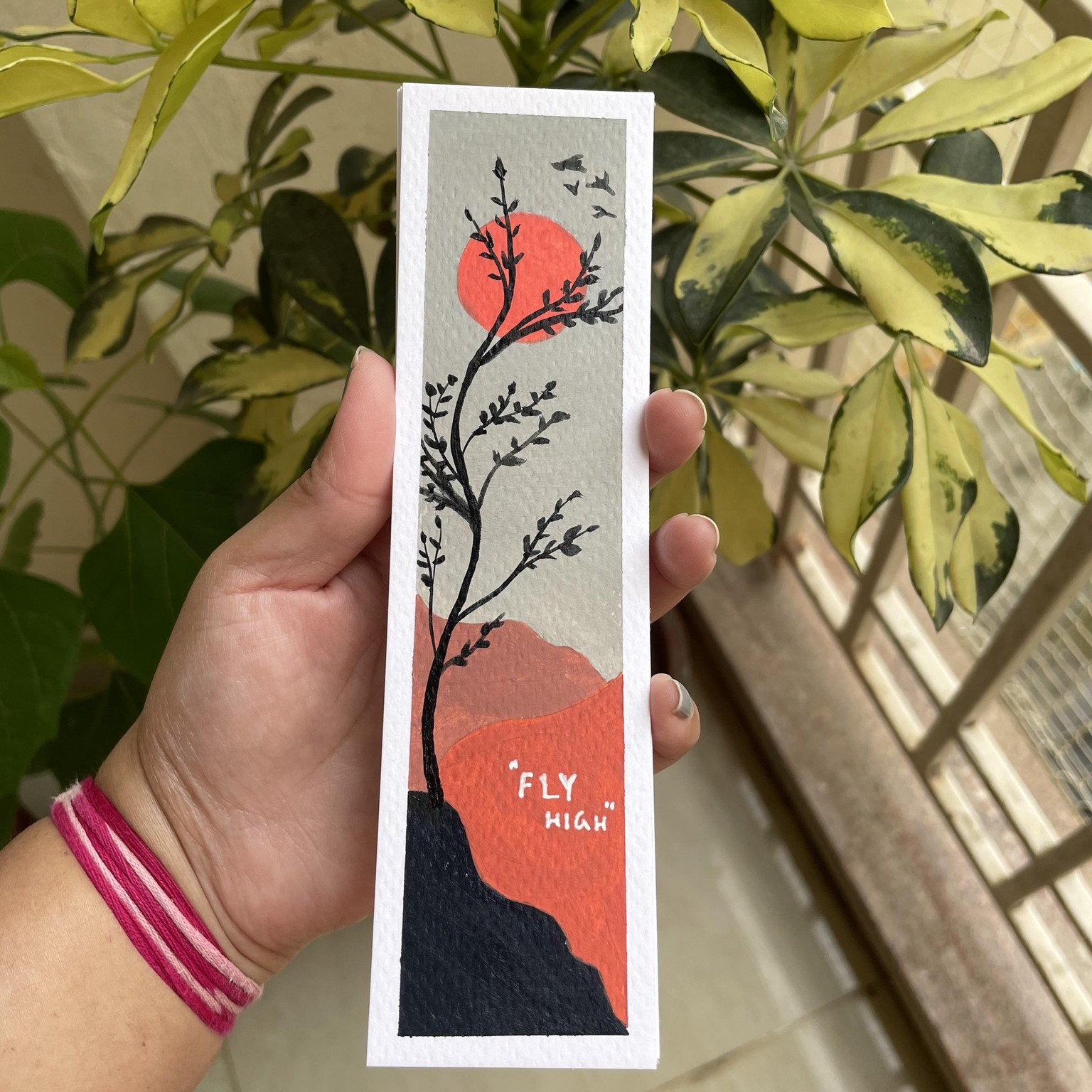 30 days acrylic painting - bookmark landscape in boho style - image 23 - student project