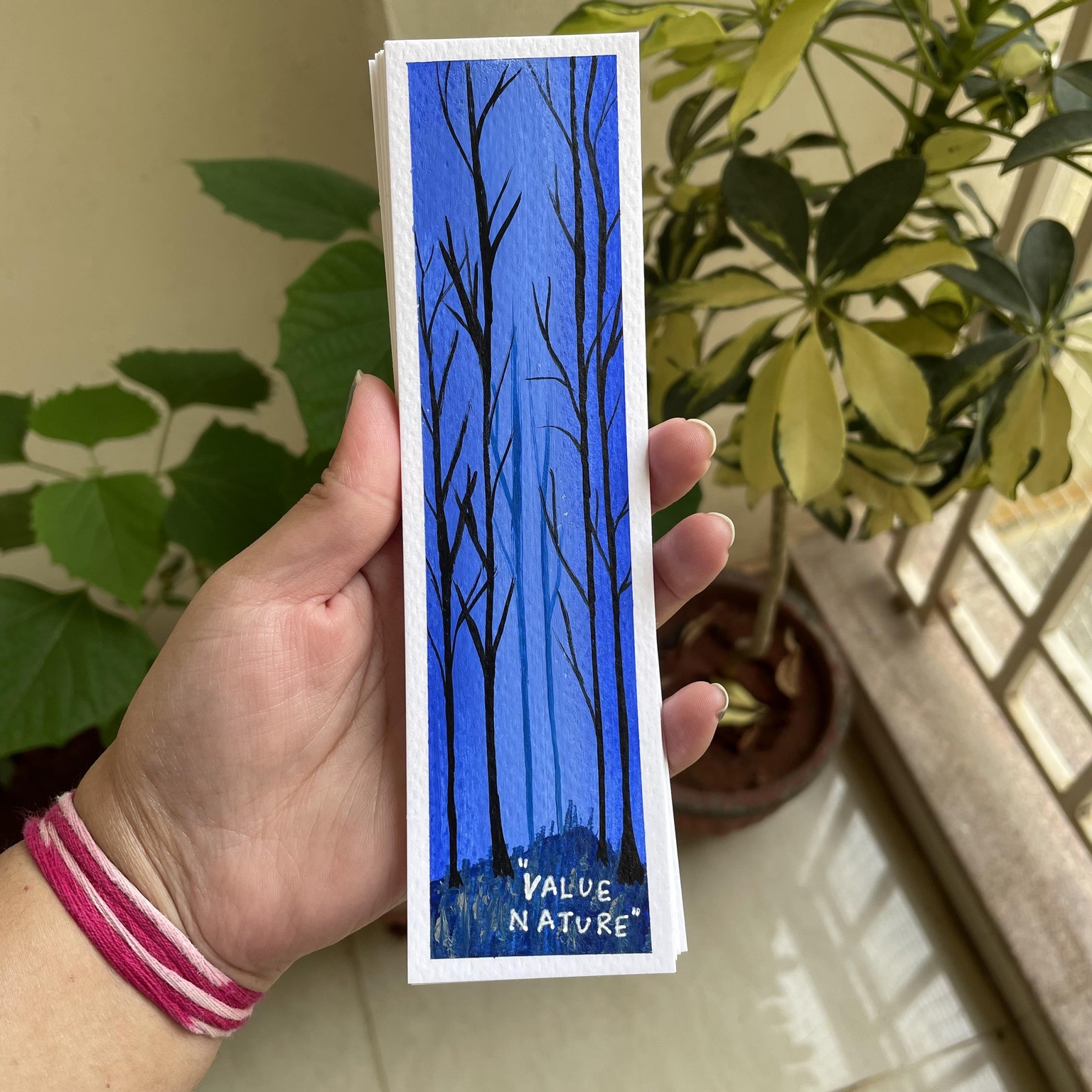 30 days acrylic painting - bookmark landscape in boho style - image 10 - student project