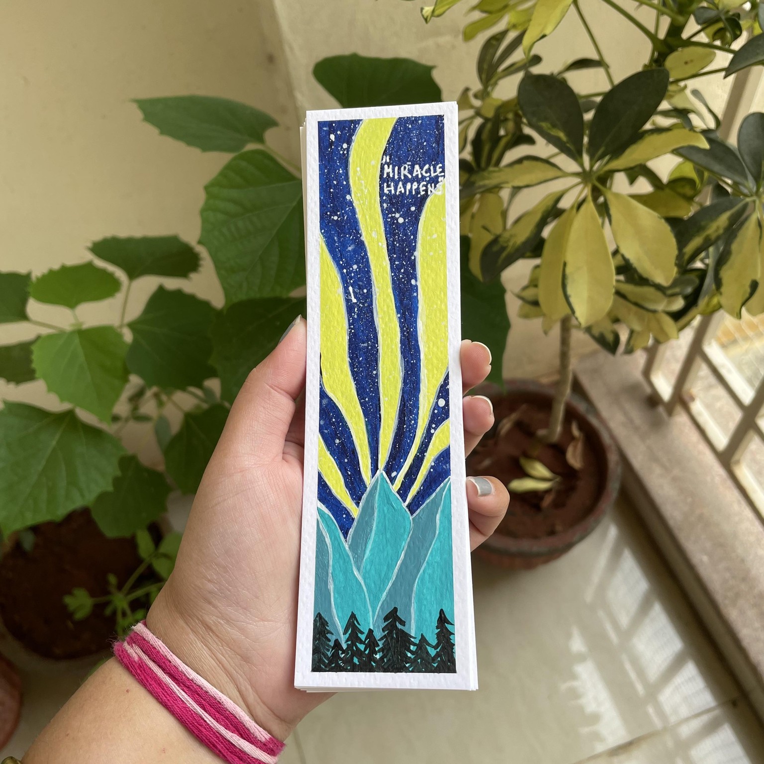 30 days acrylic painting - bookmark landscape in boho style - image 12 - student project