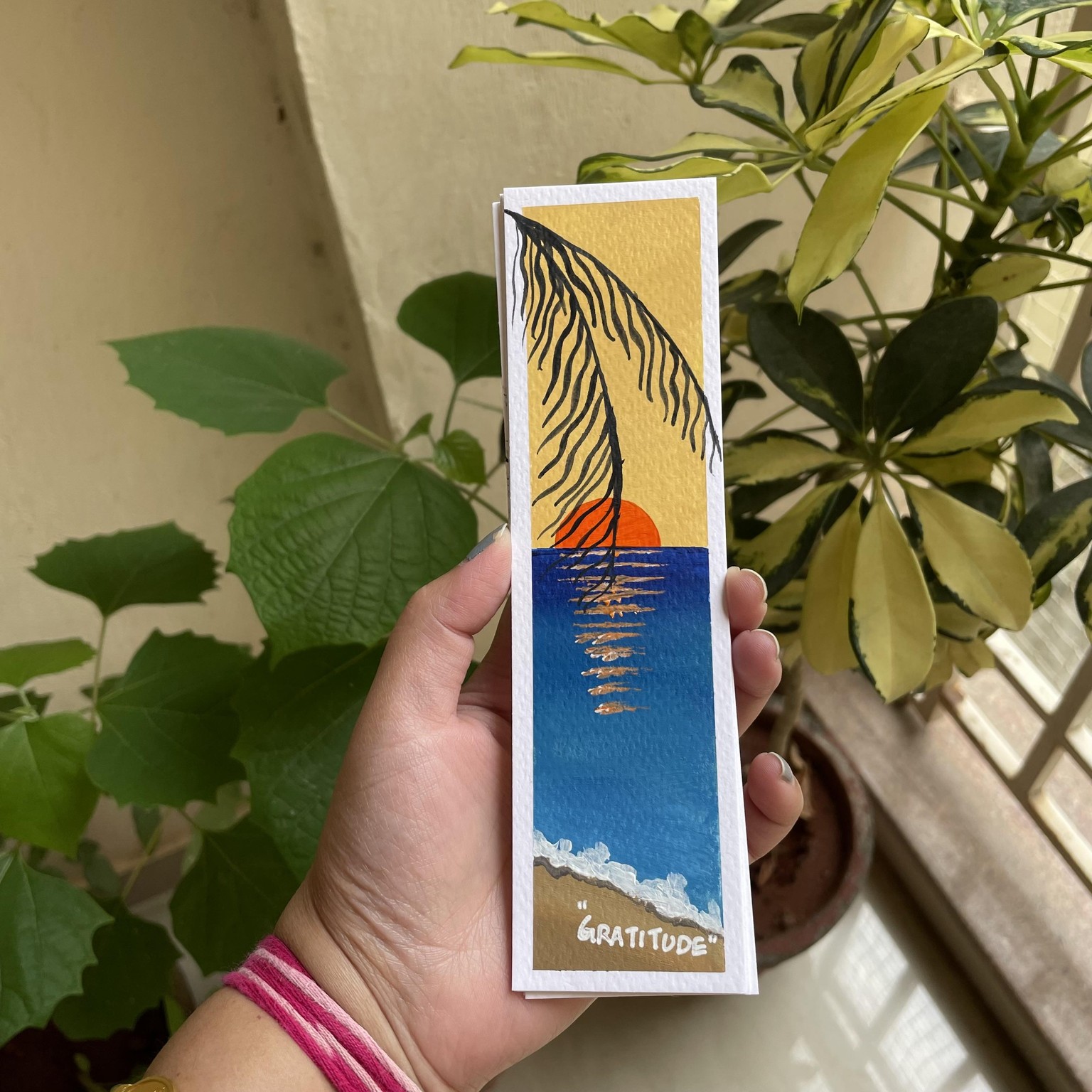 30 days acrylic painting - bookmark landscape in boho style - image 18 - student project