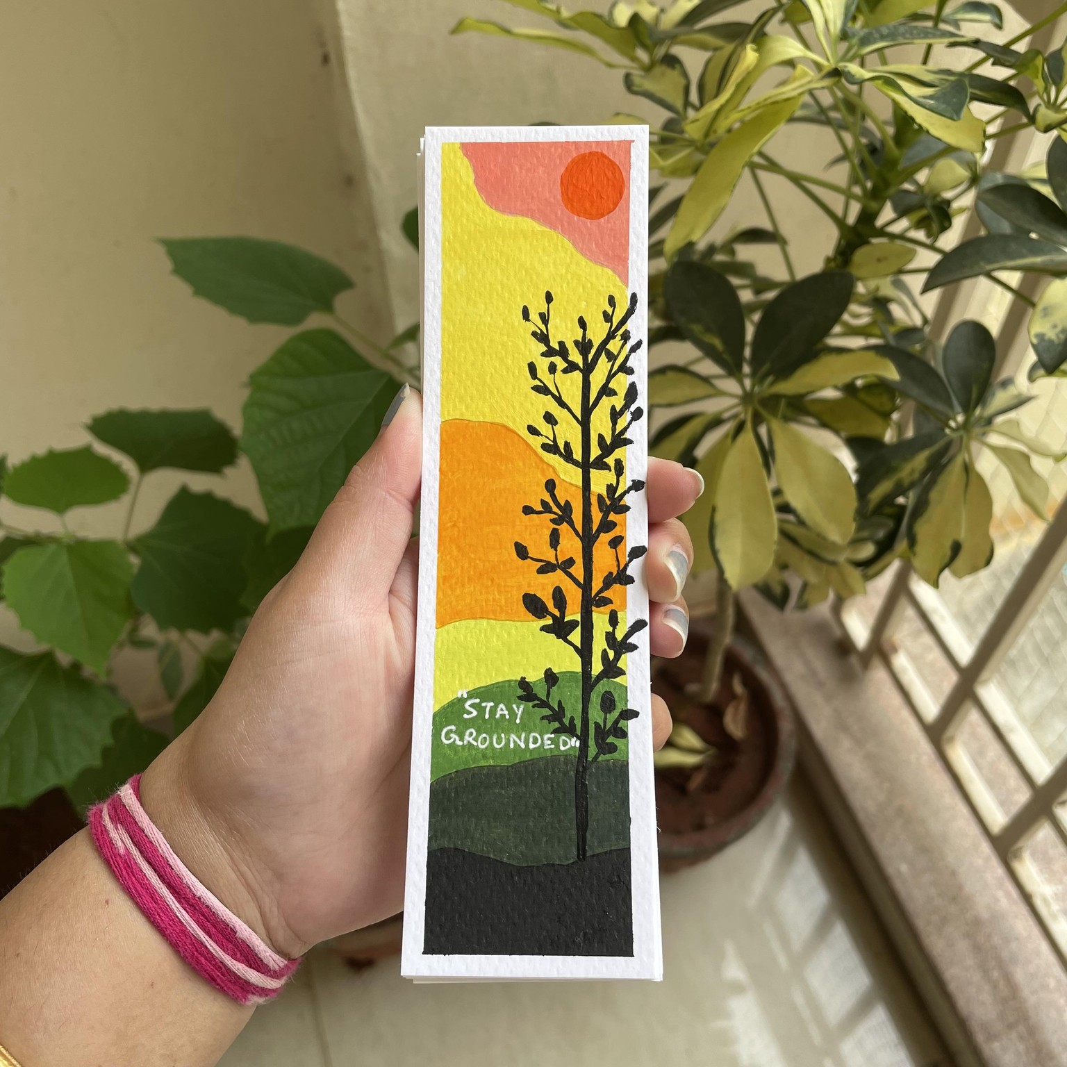 30 days acrylic painting - bookmark landscape in boho style - image 17 - student project