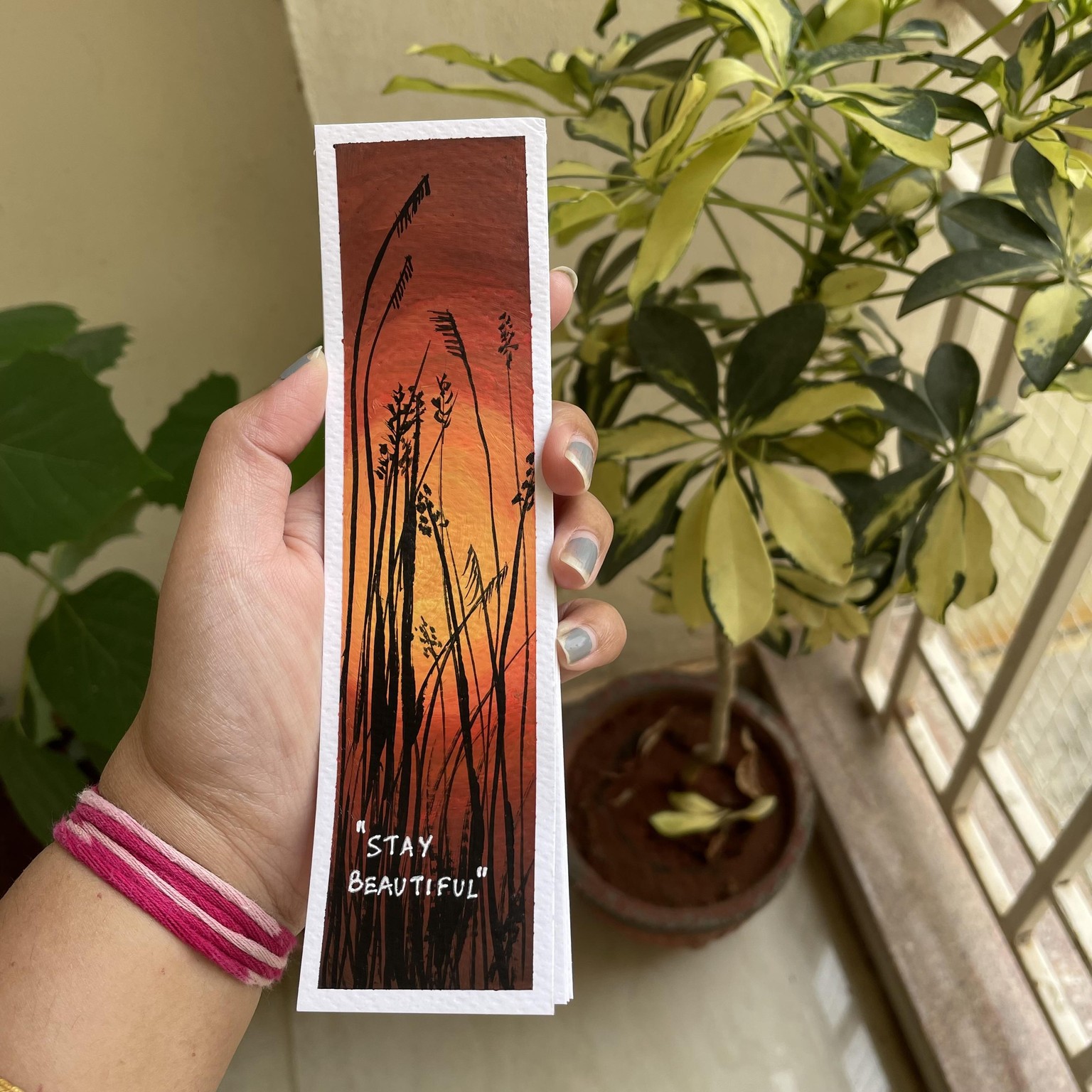 30 days acrylic painting - bookmark landscape in boho style - image 7 - student project