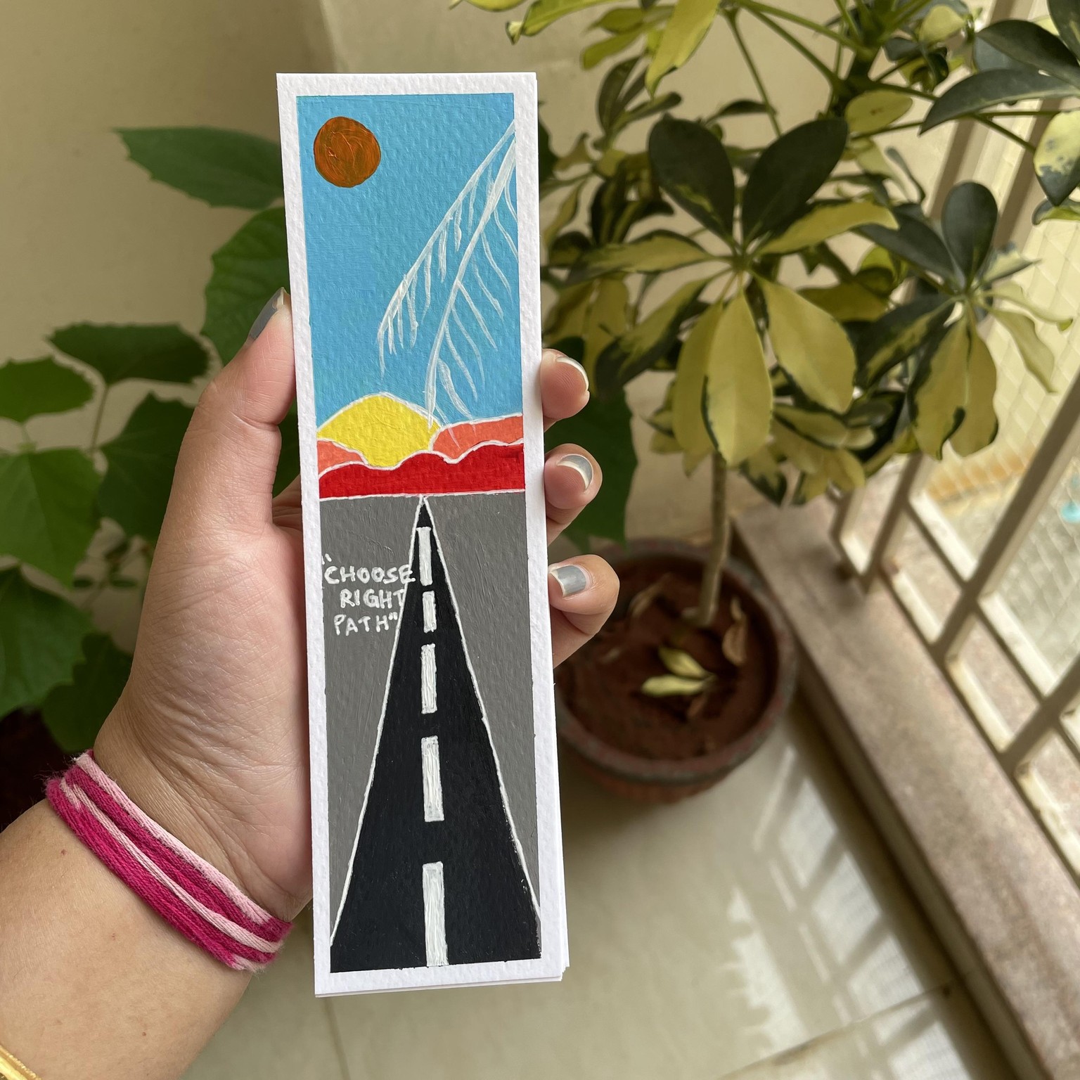 30 days acrylic painting - bookmark landscape in boho style - image 13 - student project