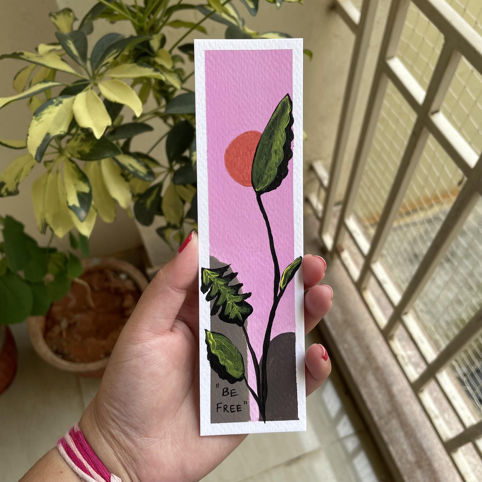 30 days acrylic painting - bookmark landscape in boho style - image 25 - student project
