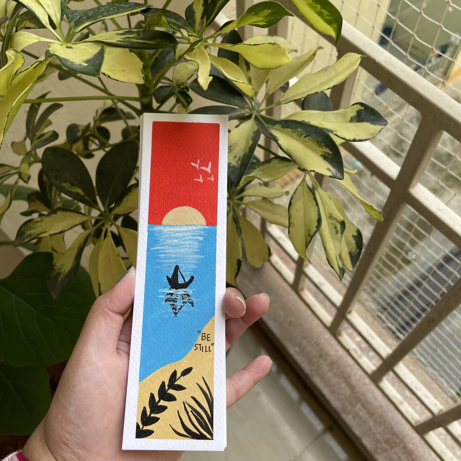 30 days acrylic painting - bookmark landscape in boho style - image 31 - student project