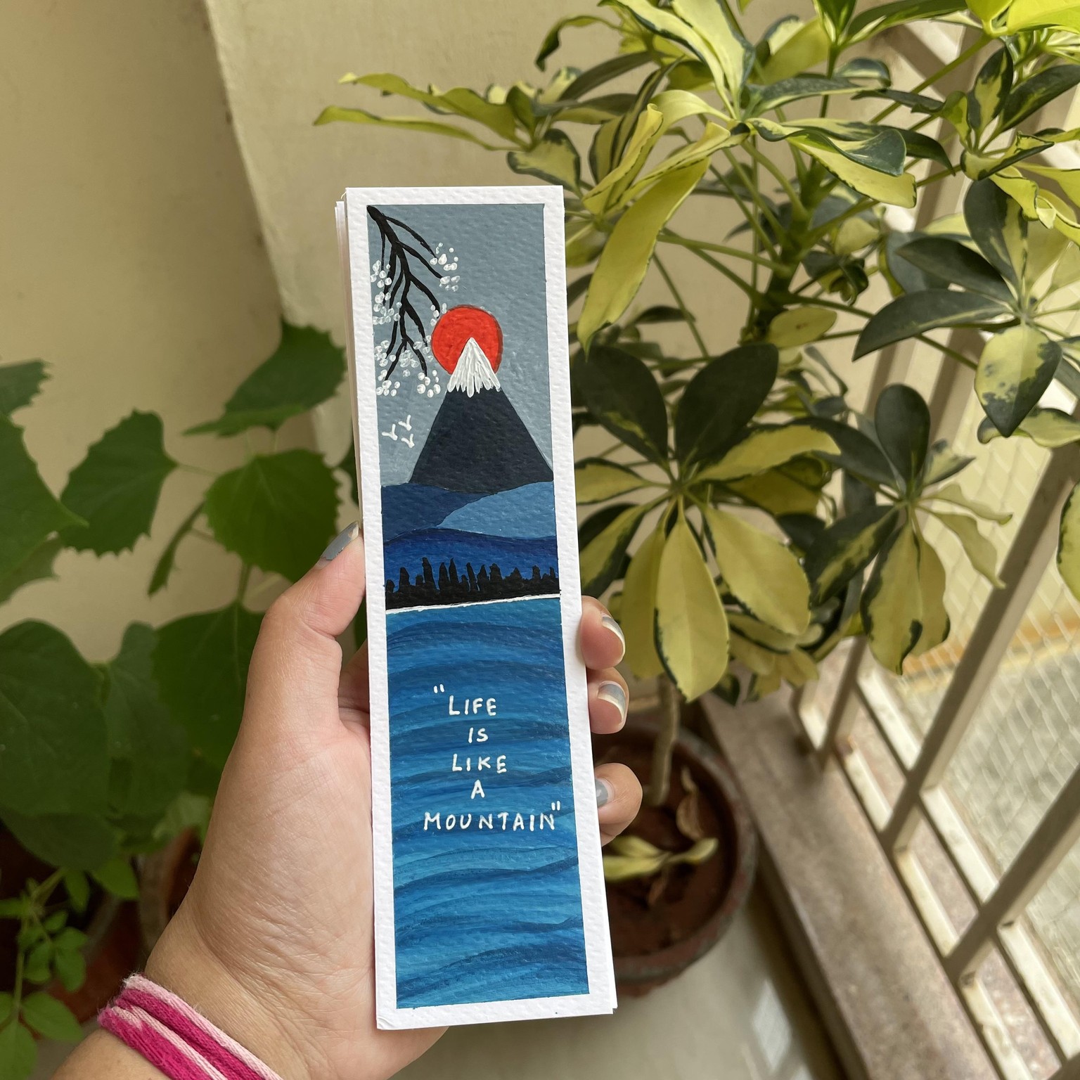 30 days acrylic painting - bookmark landscape in boho style - image 5 - student project