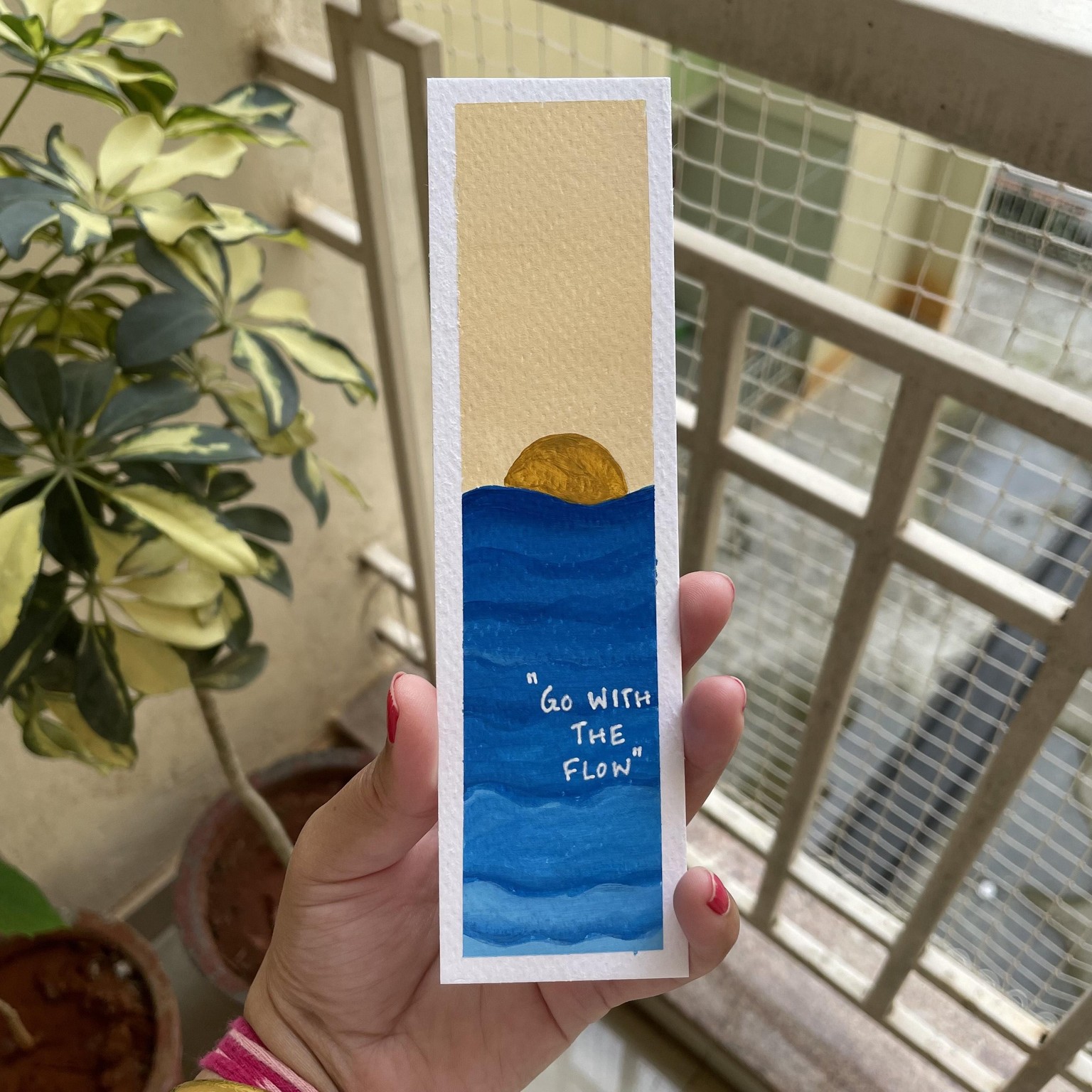 30 days acrylic painting - bookmark landscape in boho style - image 27 - student project