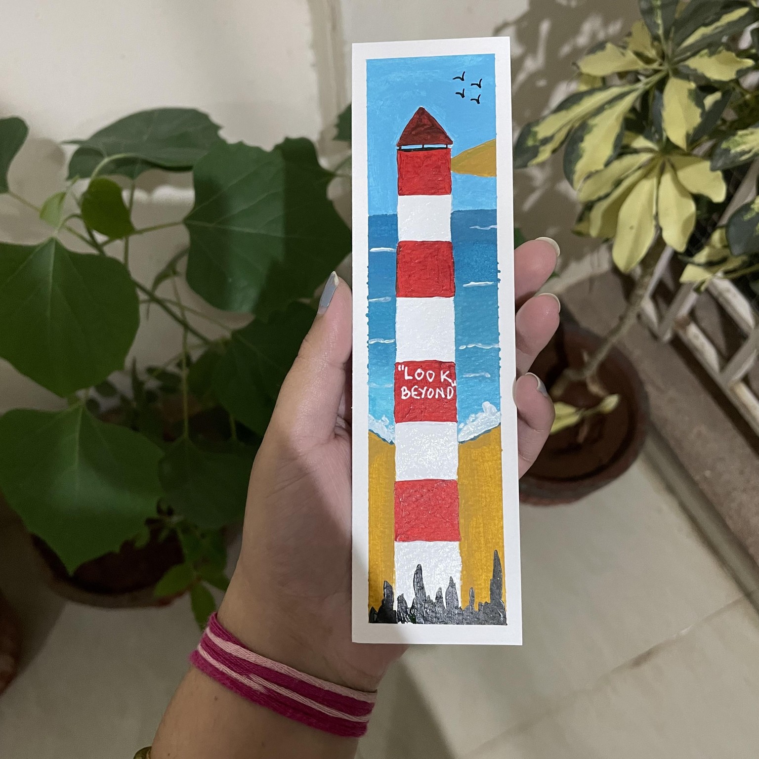 30 days acrylic painting - bookmark landscape in boho style - image 3 - student project