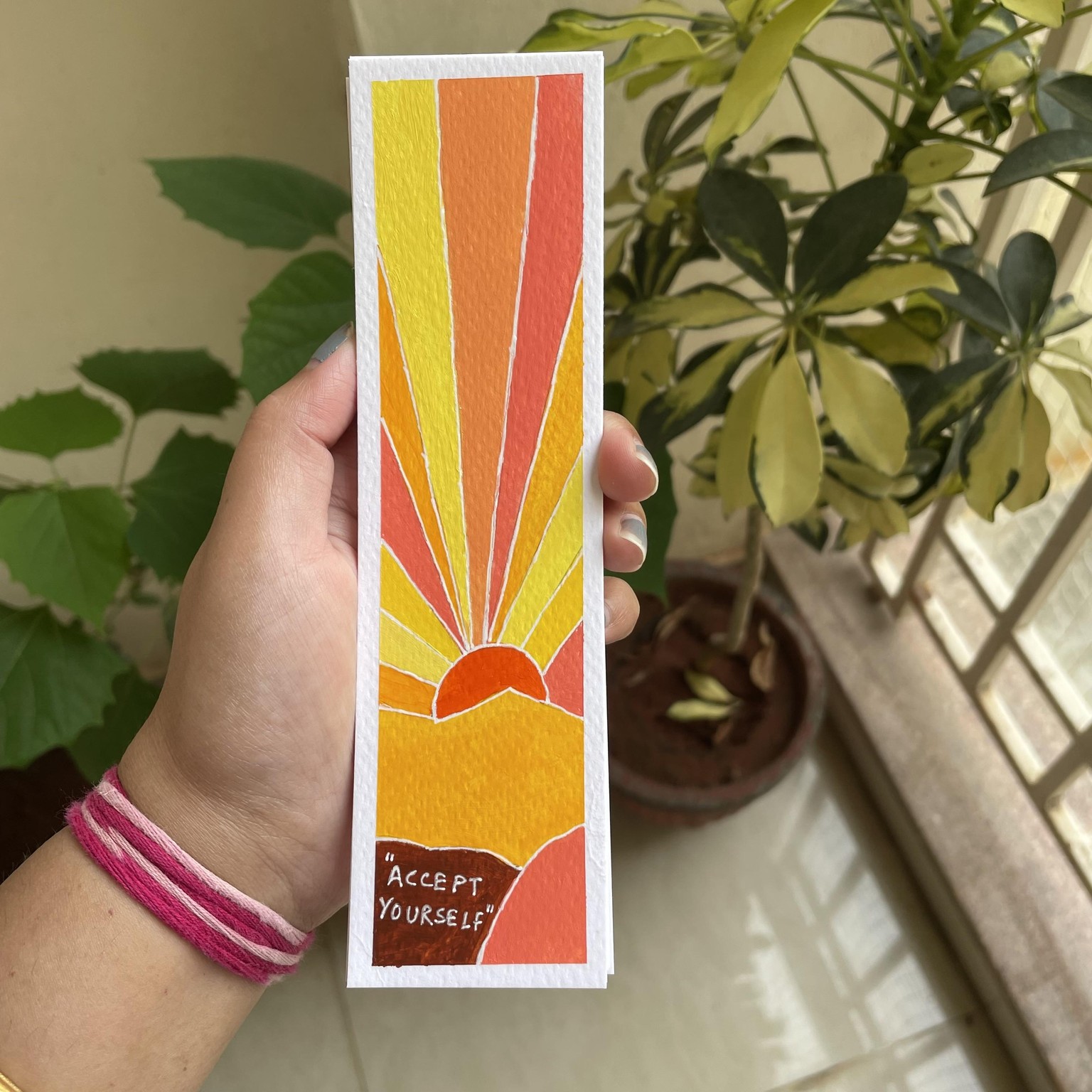 30 days acrylic painting - bookmark landscape in boho style - image 16 - student project