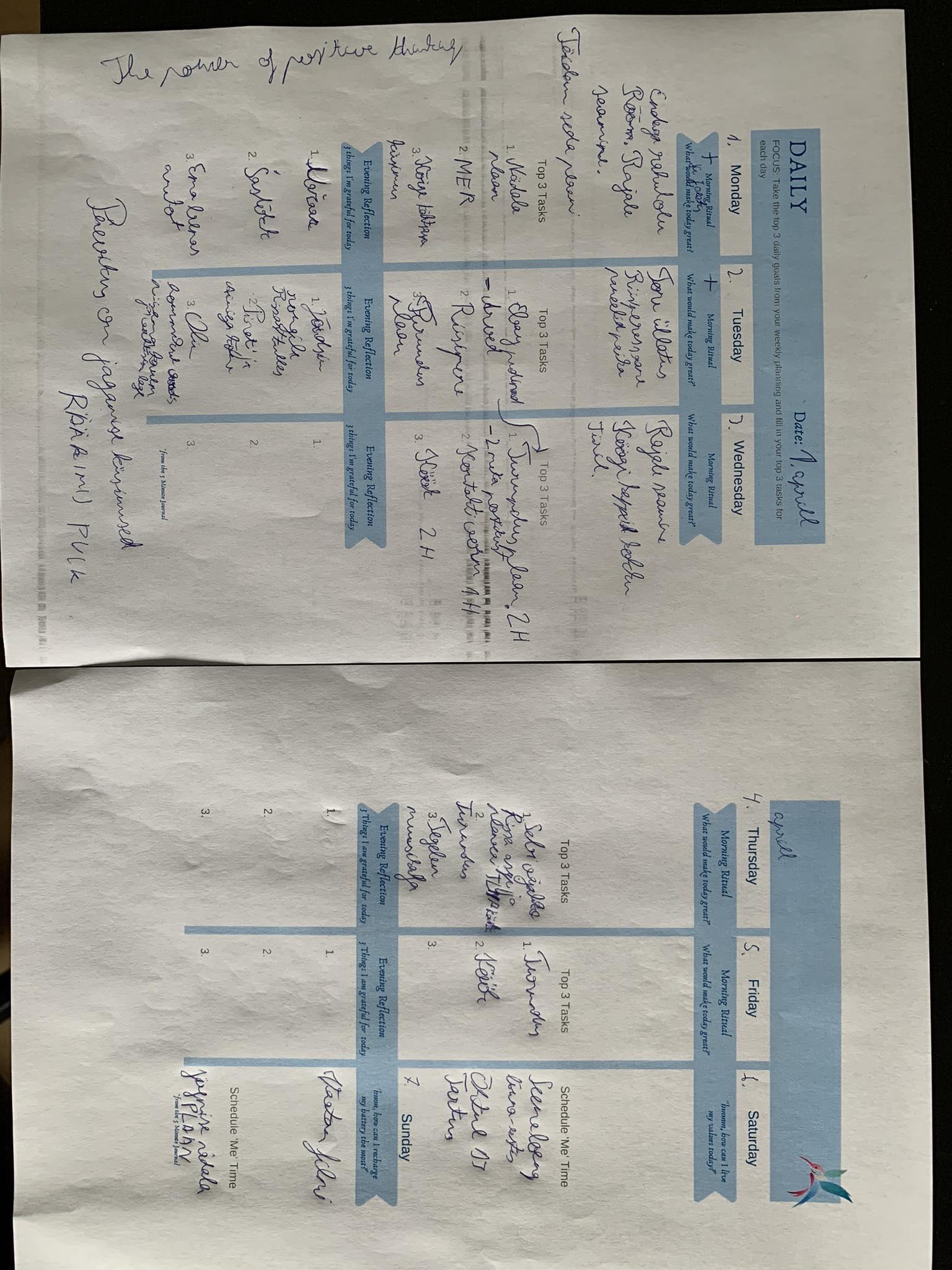 My frist week planning - image 1 - student project