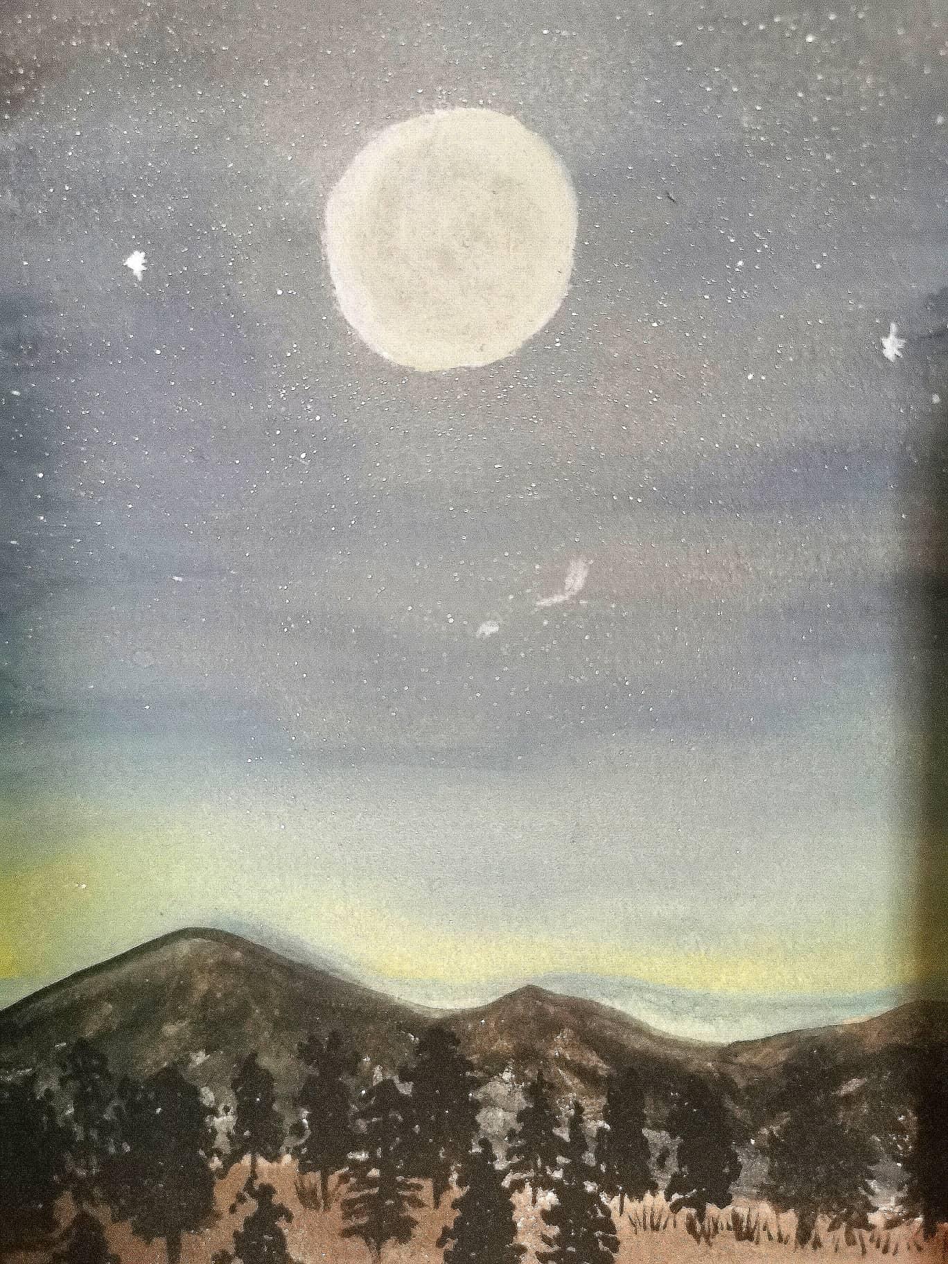 Trees and Mountains under Full Moon - image 1 - student project