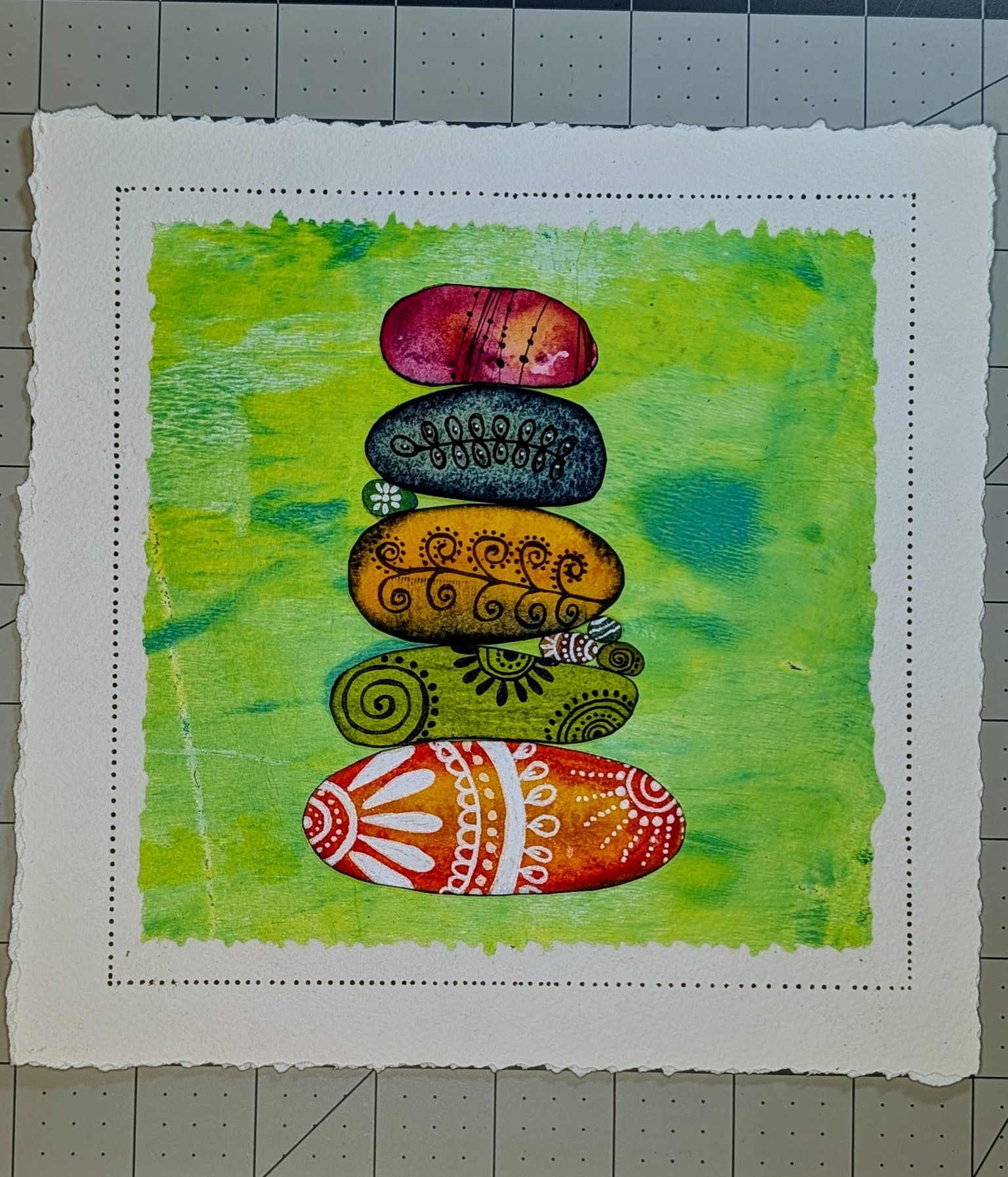 Rolling Stones ~ A Whimsical Mixed Media Workshop - image 4 - student project