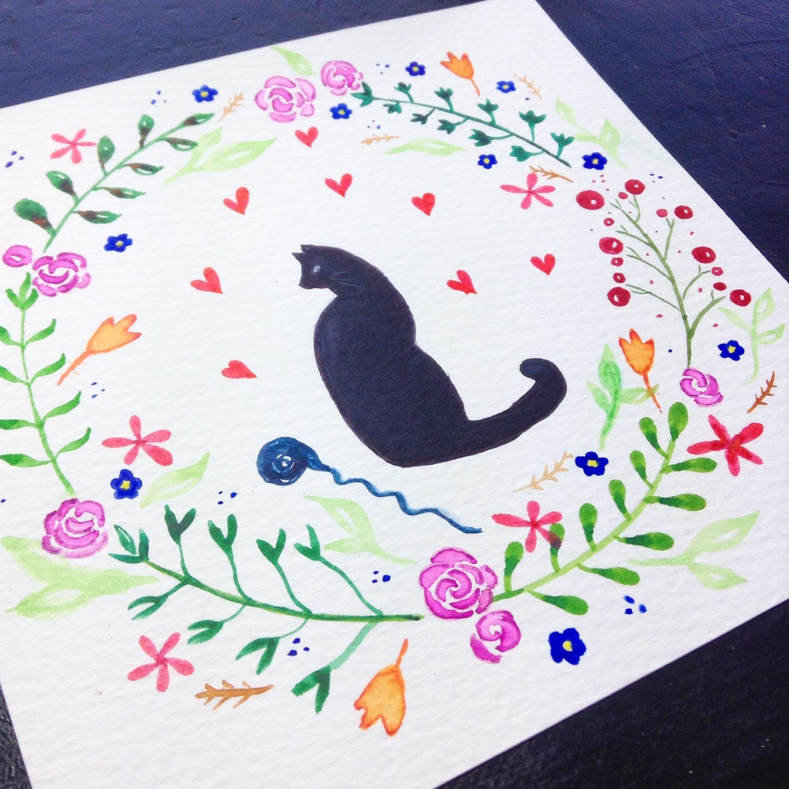 Floral wreath with cat - image 2 - student project