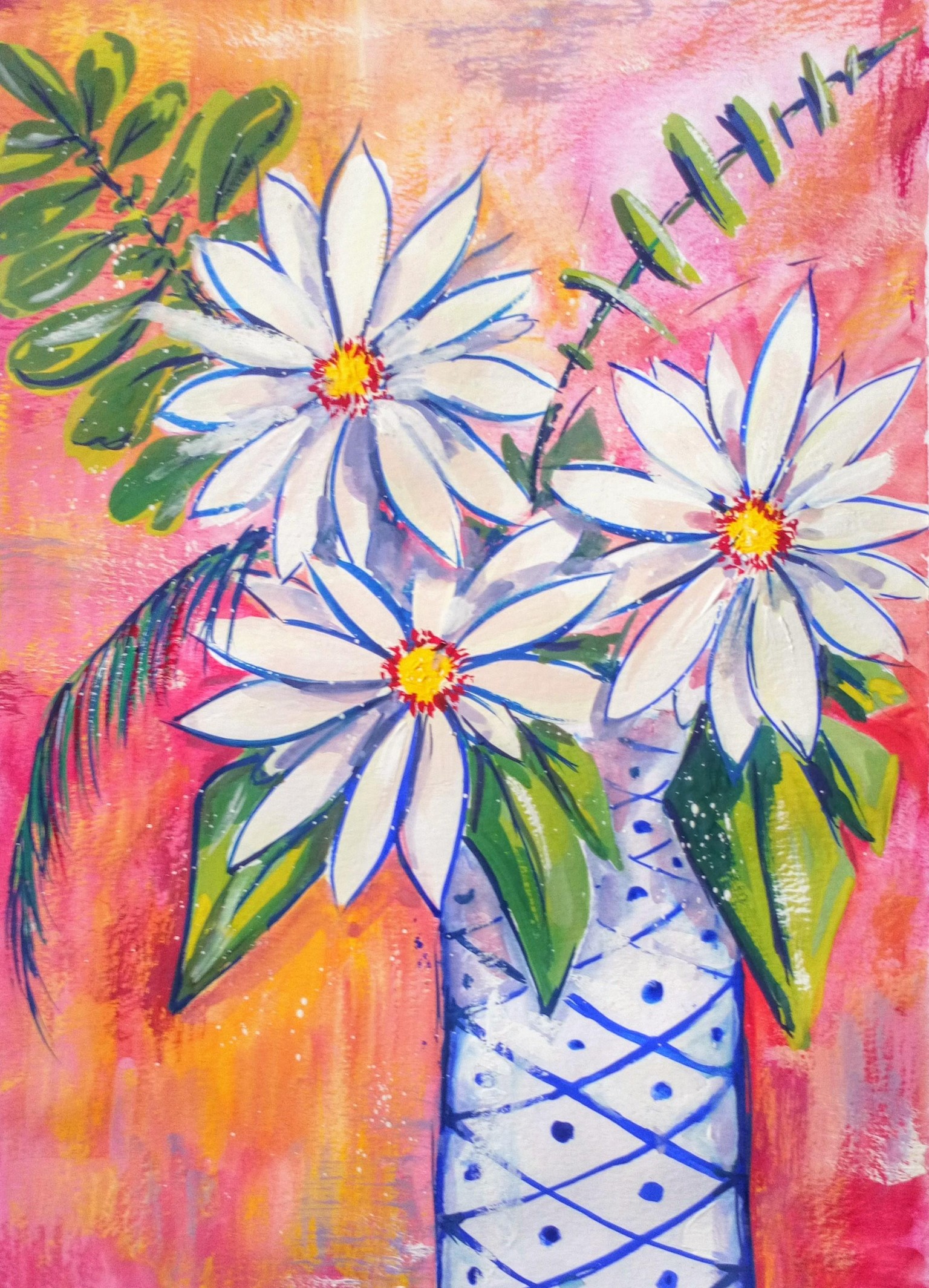 Paint With Me Abstract Florals in Gouache: Daisies - image 1 - student project