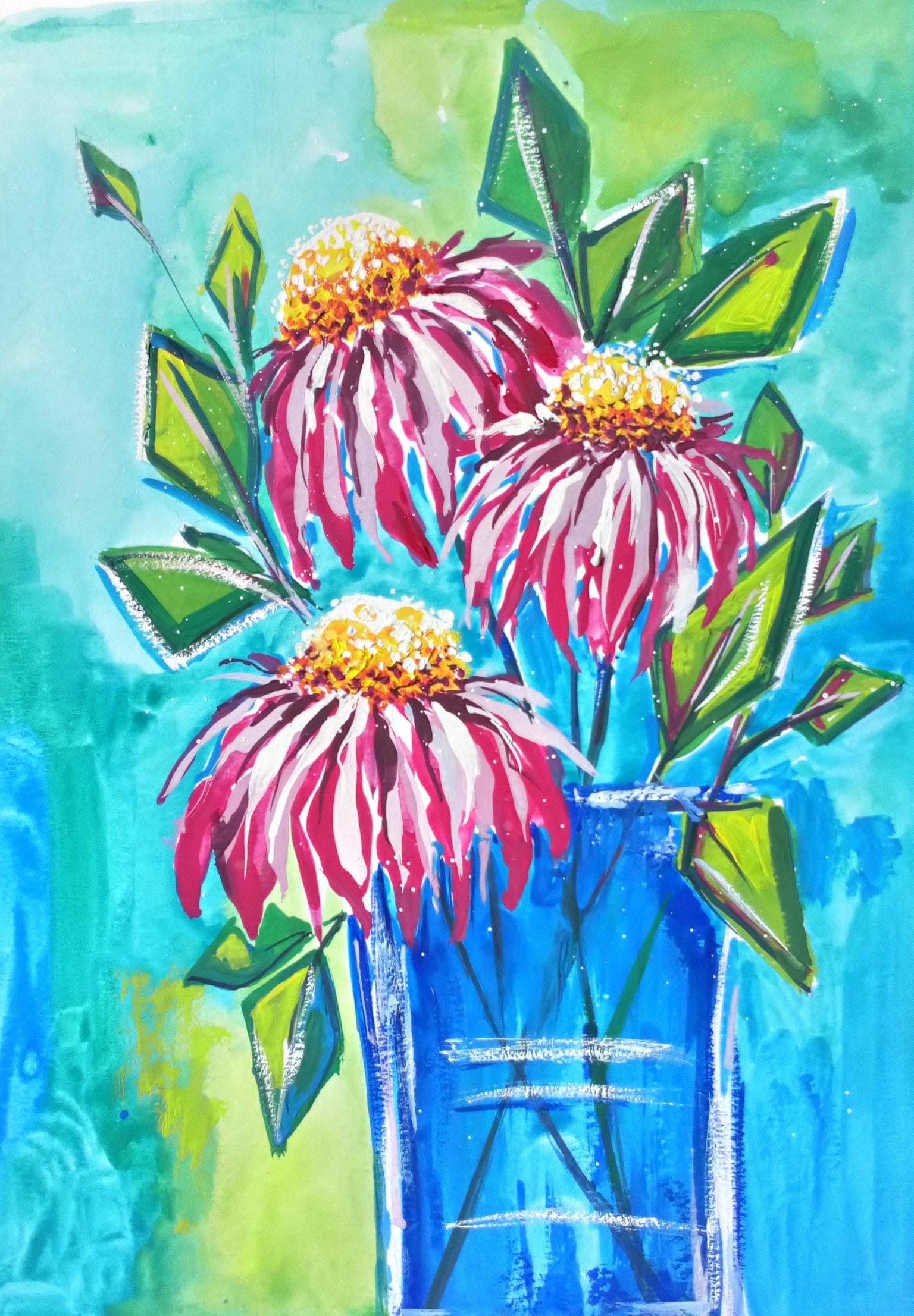 Paint with Me: Abstract Florals in Gouache Echinacea - image 1 - student project