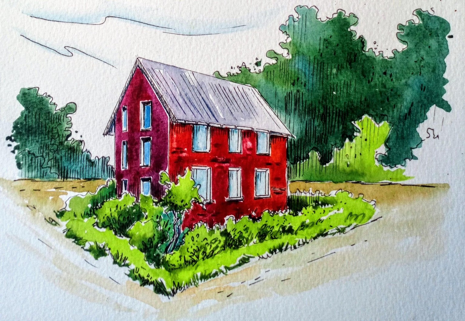 Greenery in Urban Sketching - image 16 - student project