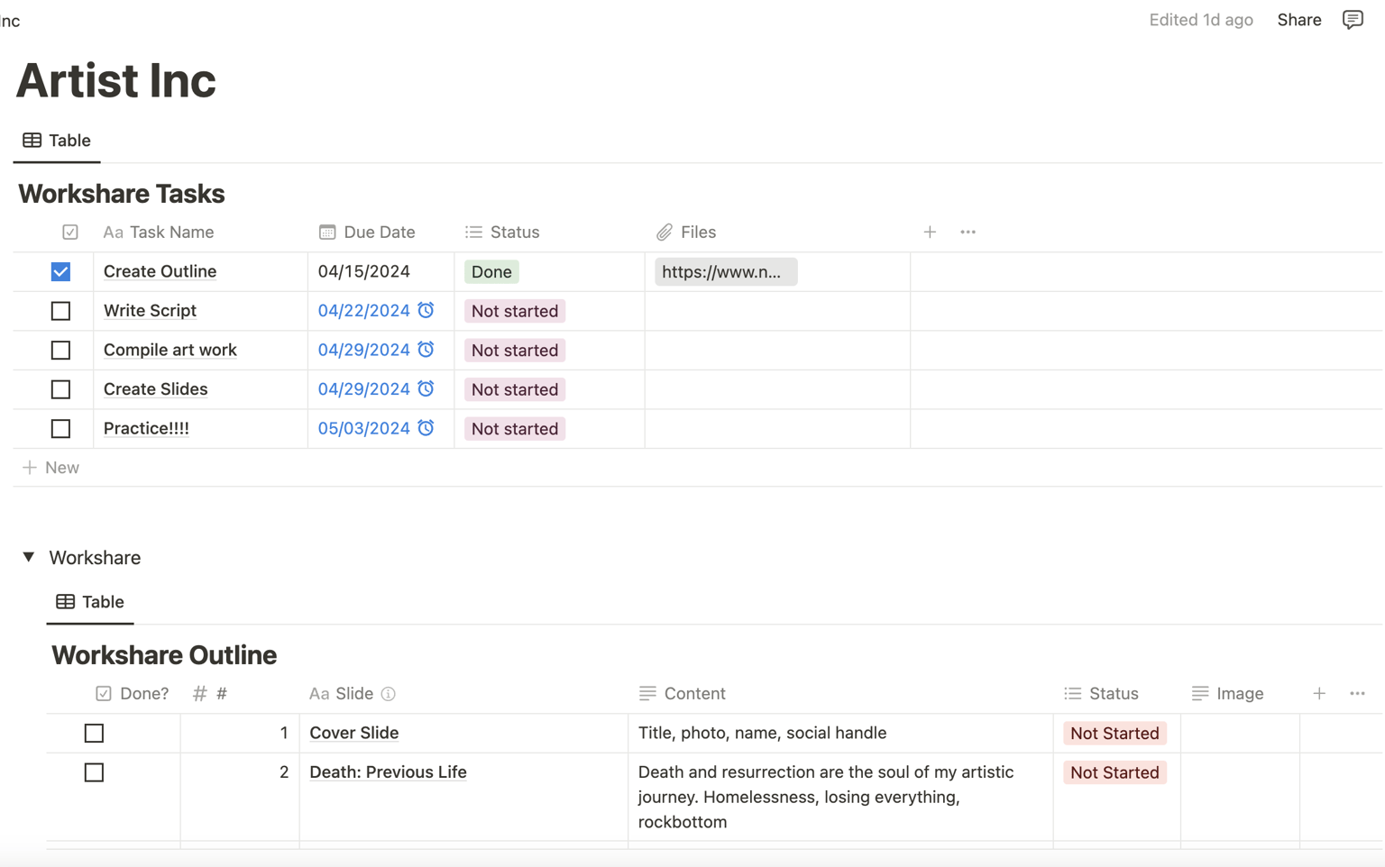 Notion DB for a presentation - image 1 - student project