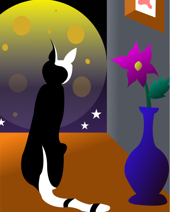 Cat in the night illustration - image 1 - student project