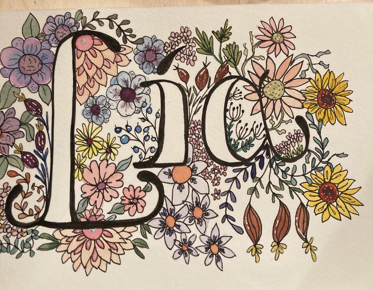 Floral doodle nameplates - image 2 - student project