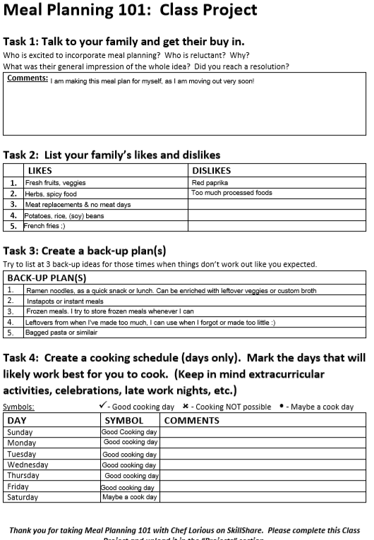 My meal plan - image 1 - student project