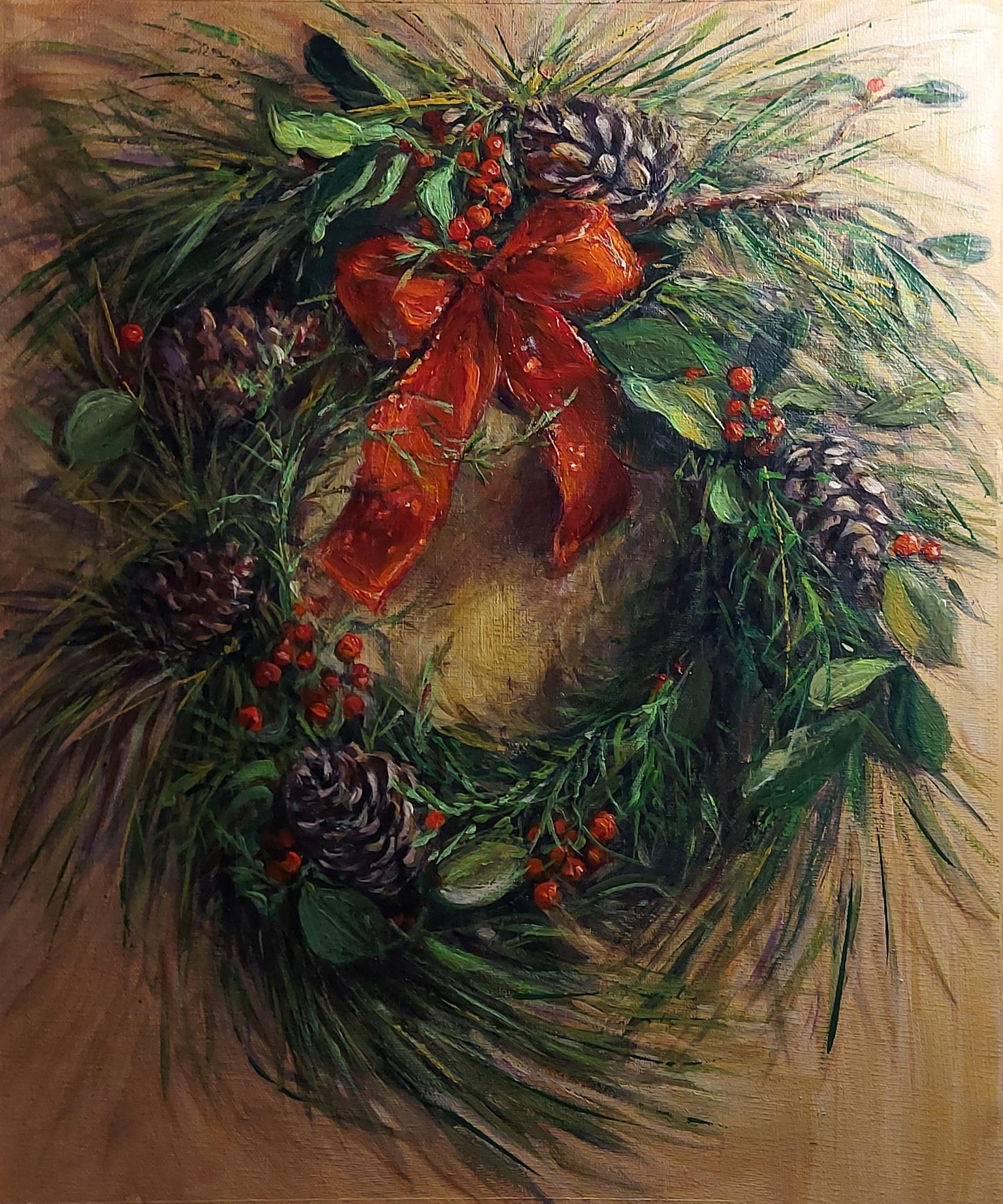 Beginning Acrylics: Christmas Wreath Decor - image 2 - student project