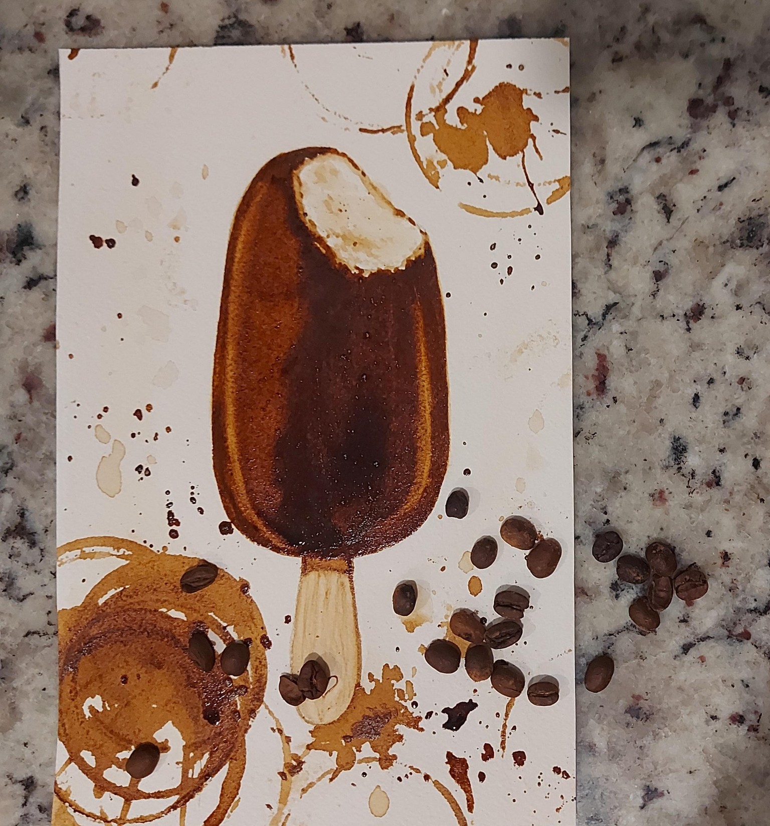 Chocolate Ice Lolly With Coffee, Coffee Art With Watercolor Techniques - image 3 - student project