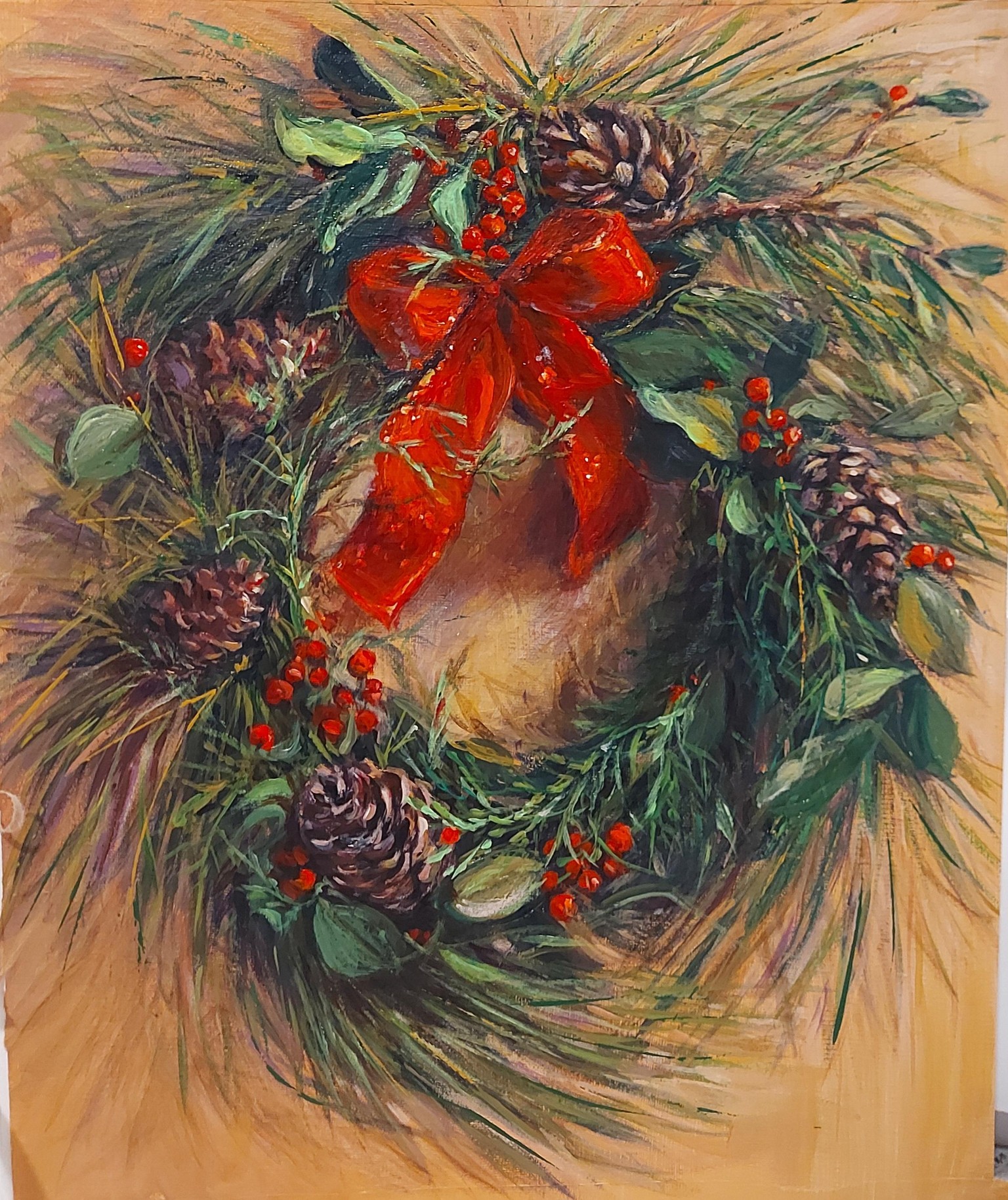 Beginning Acrylics: Christmas Wreath Decor - image 1 - student project