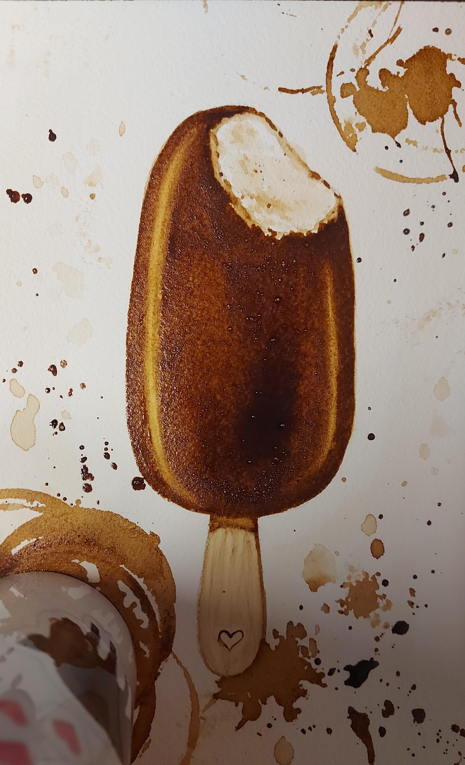 Chocolate Ice Lolly With Coffee, Coffee Art With Watercolor Techniques - image 1 - student project