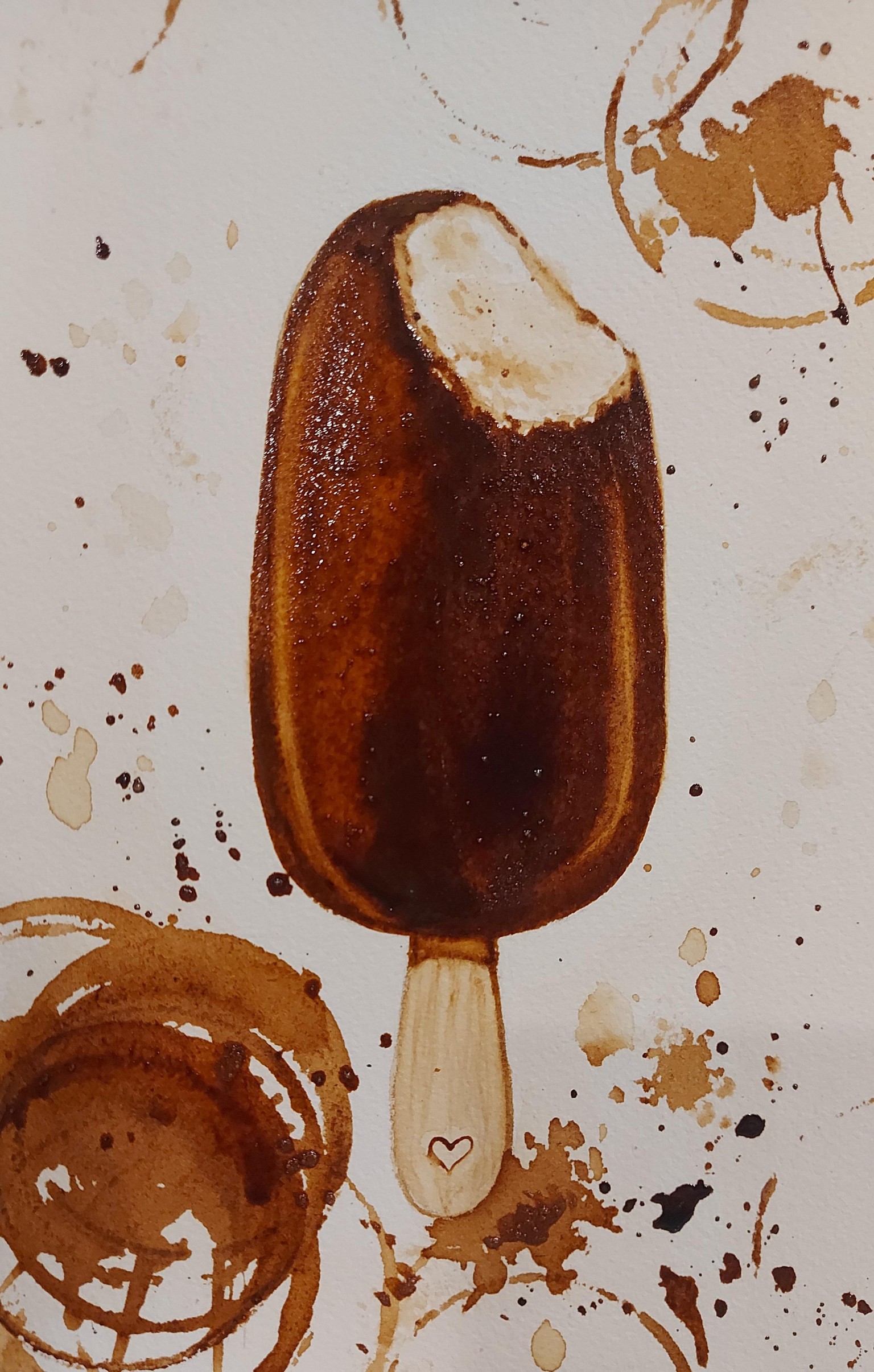 Chocolate Ice Lolly With Coffee, Coffee Art With Watercolor Techniques - image 2 - student project