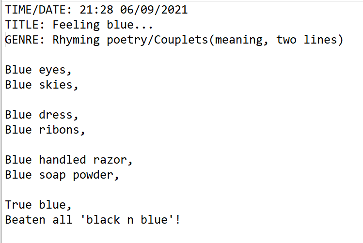 Paul Ramnora Beginner Poems - image 7 - student project
