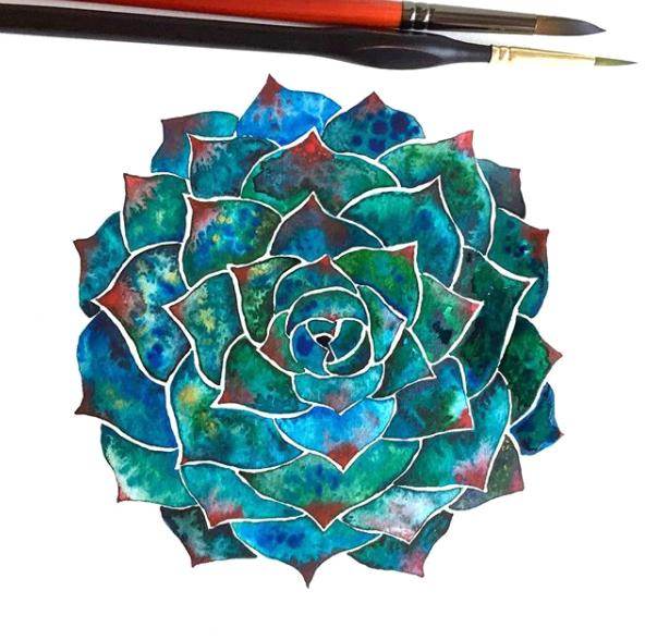 Succulent love in watercolor - image 1 - student project