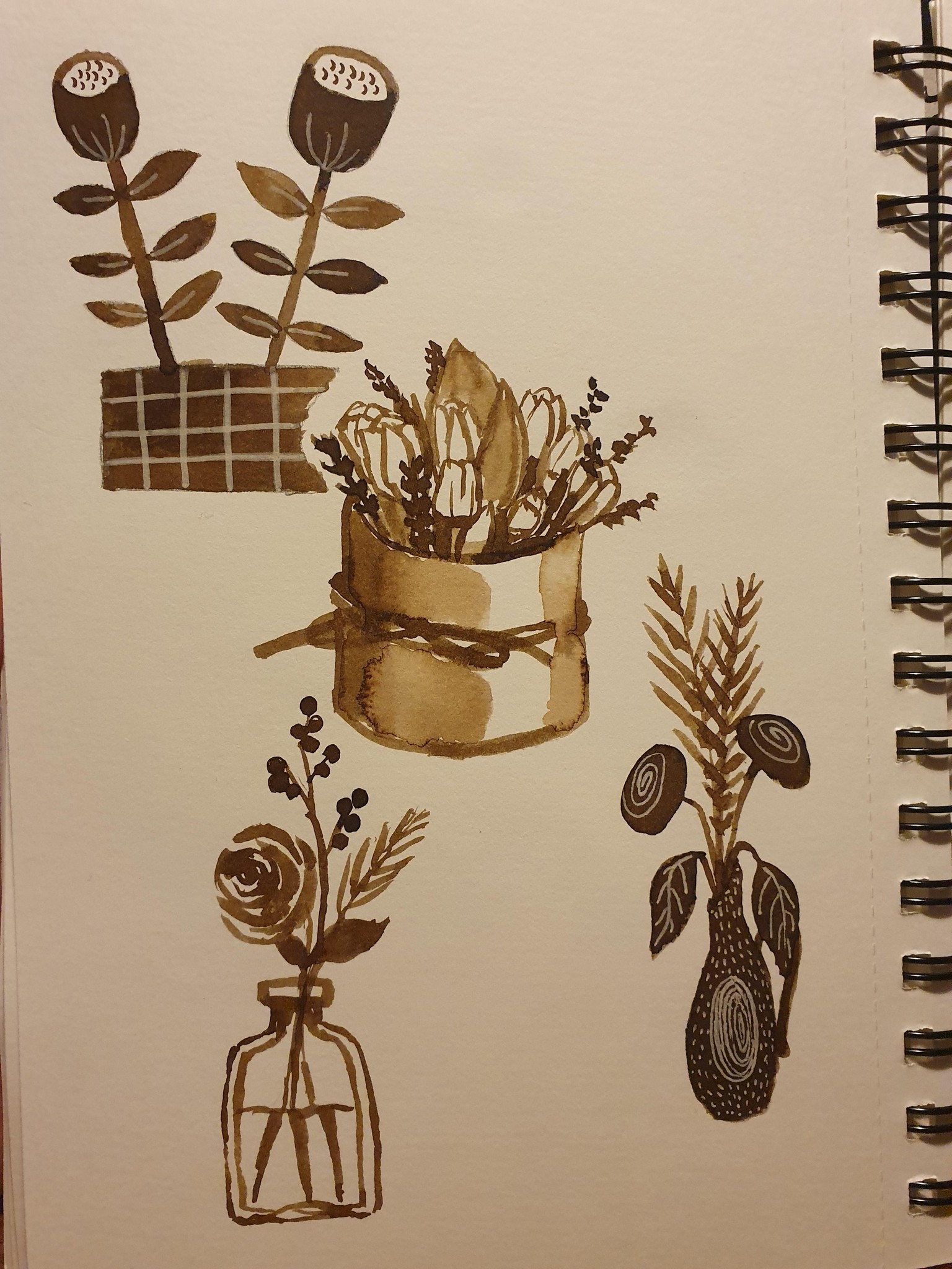 Sepia ink flowers - image 2 - student project