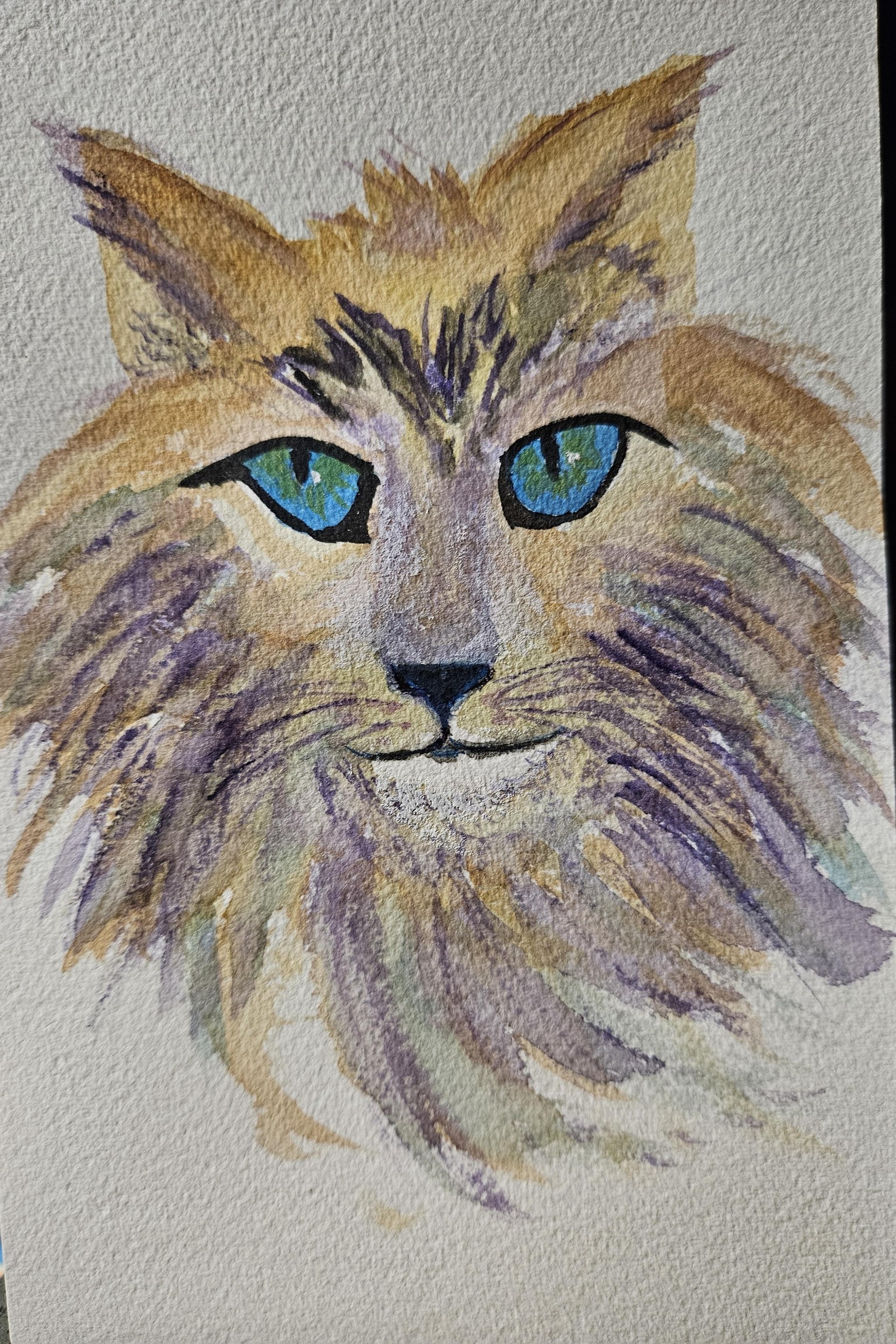 Watercolor cat- semi abstract - image 2 - student project