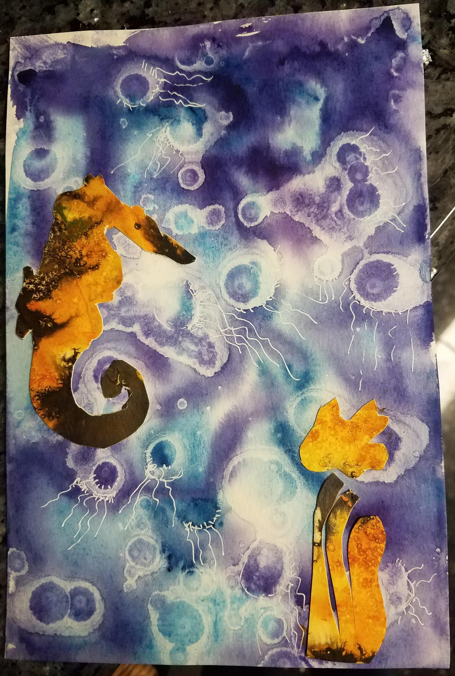 Mixed media collage seahorse - image 4 - student project