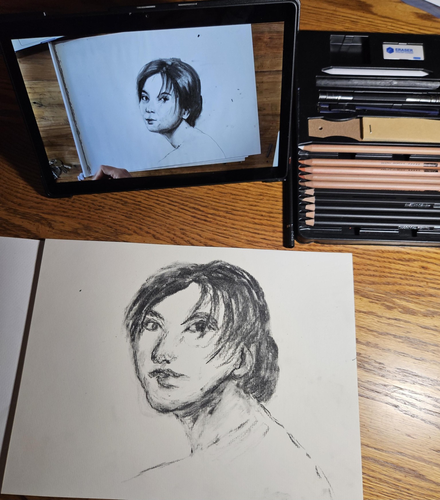 Charcoal portrait 1st time - image 2 - student project