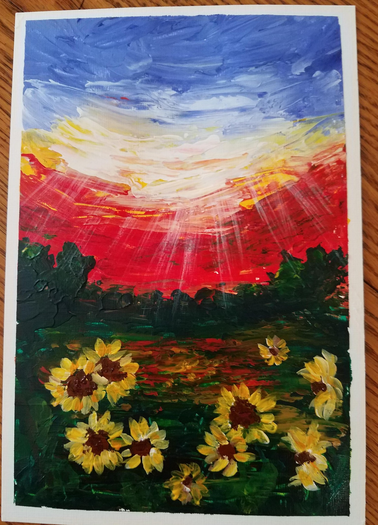 Sunset and sunflower acrylic - image 1 - student project