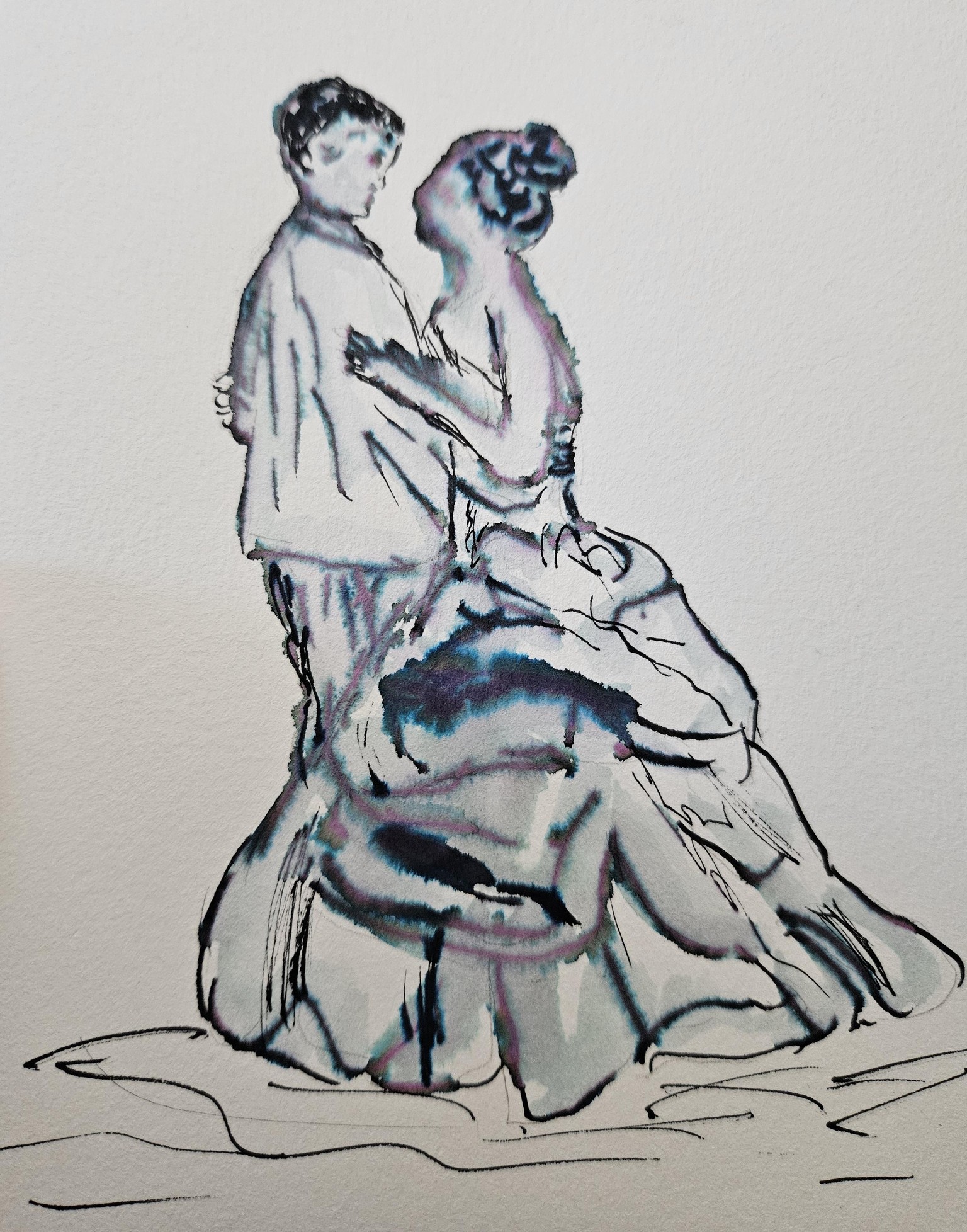 Wedding couple line and wash - image 2 - student project