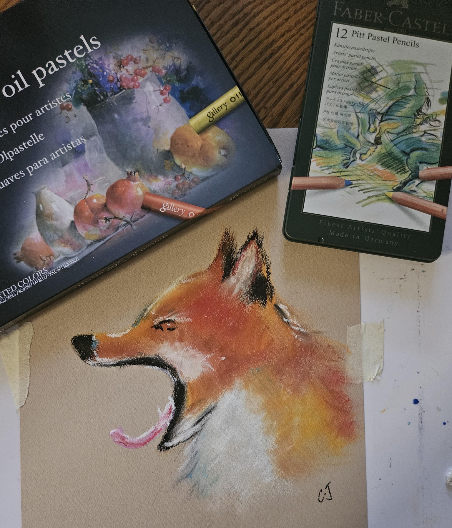 Oil pastels sketch of fox - image 1 - student project