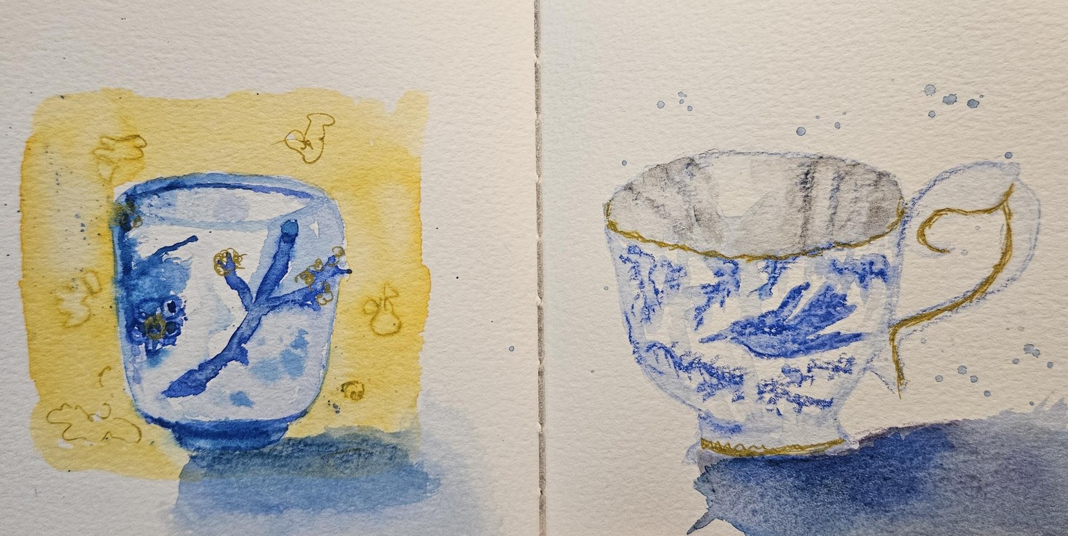 Mixed media tea cups - image 2 - student project