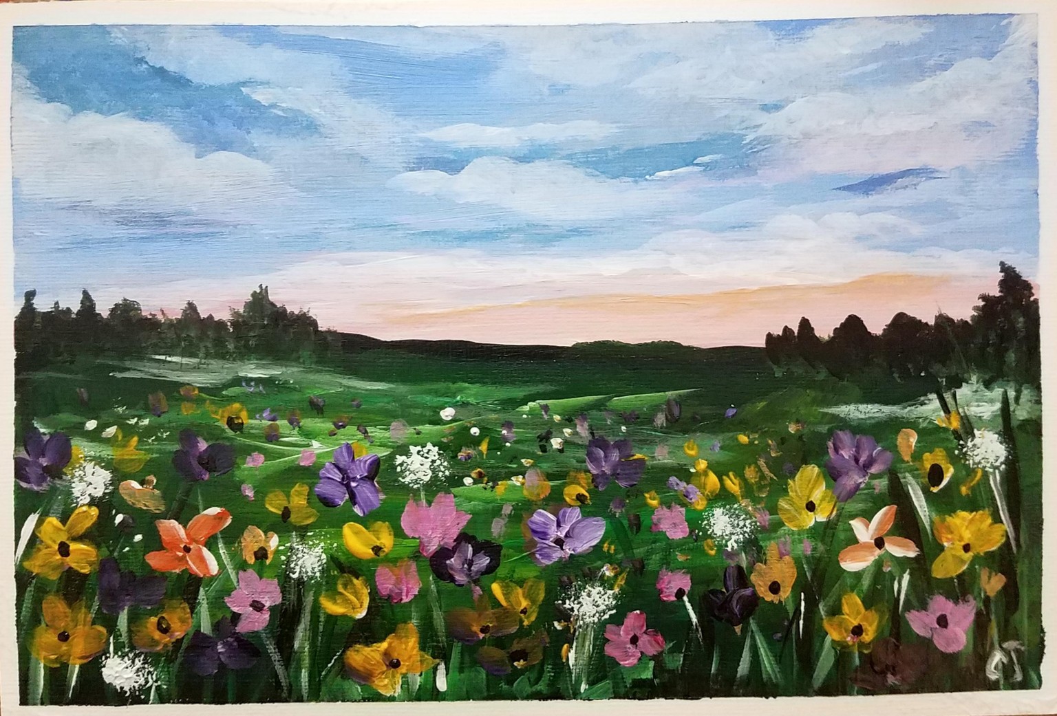 Acrylic flower landscape - image 1 - student project