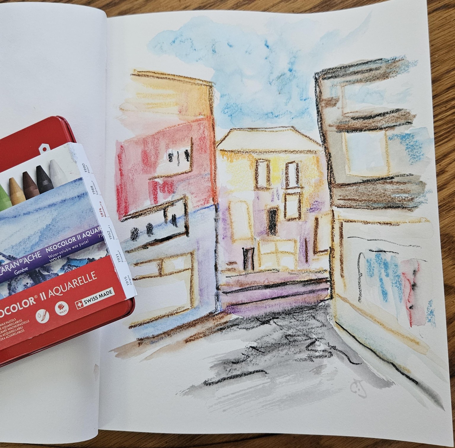 Urban sketching pastel crayon - image 1 - student project