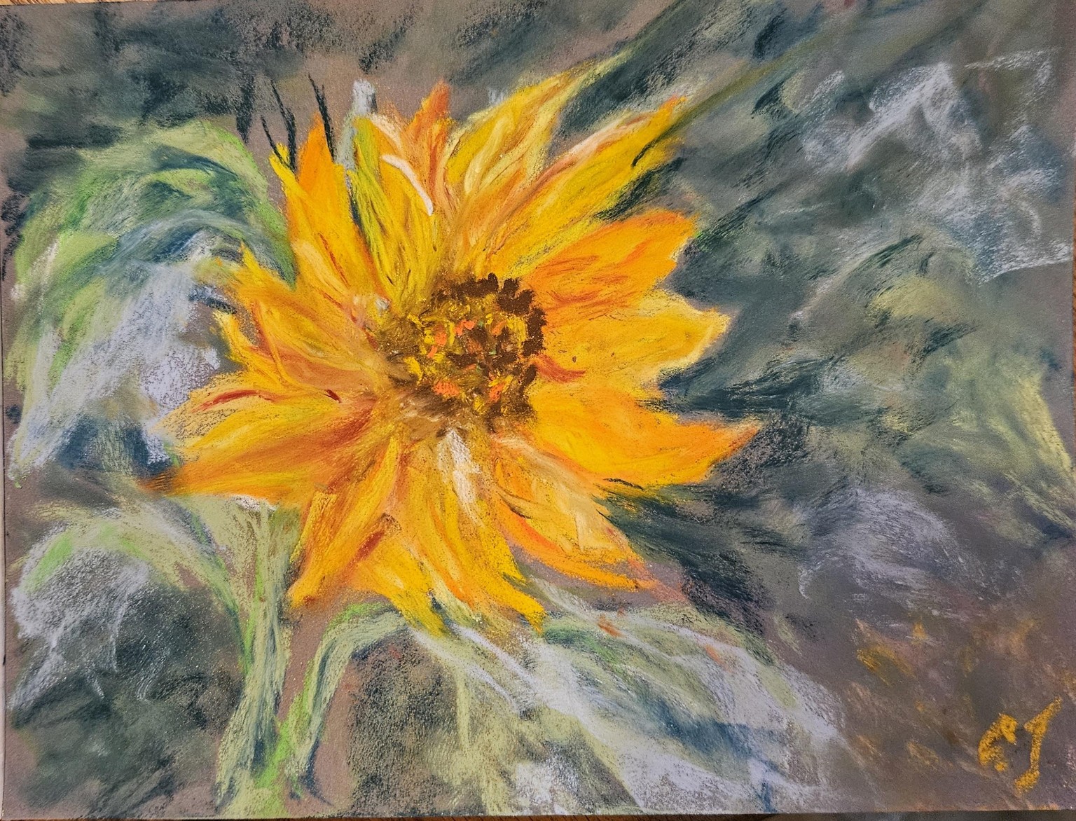 Sunflower in soft pastels - image 1 - student project