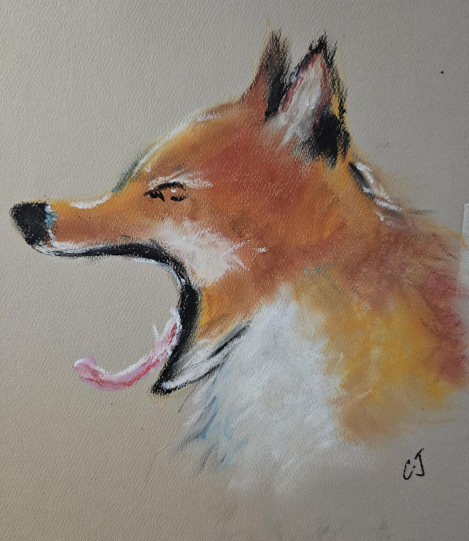 Oil pastels sketch of fox - image 2 - student project