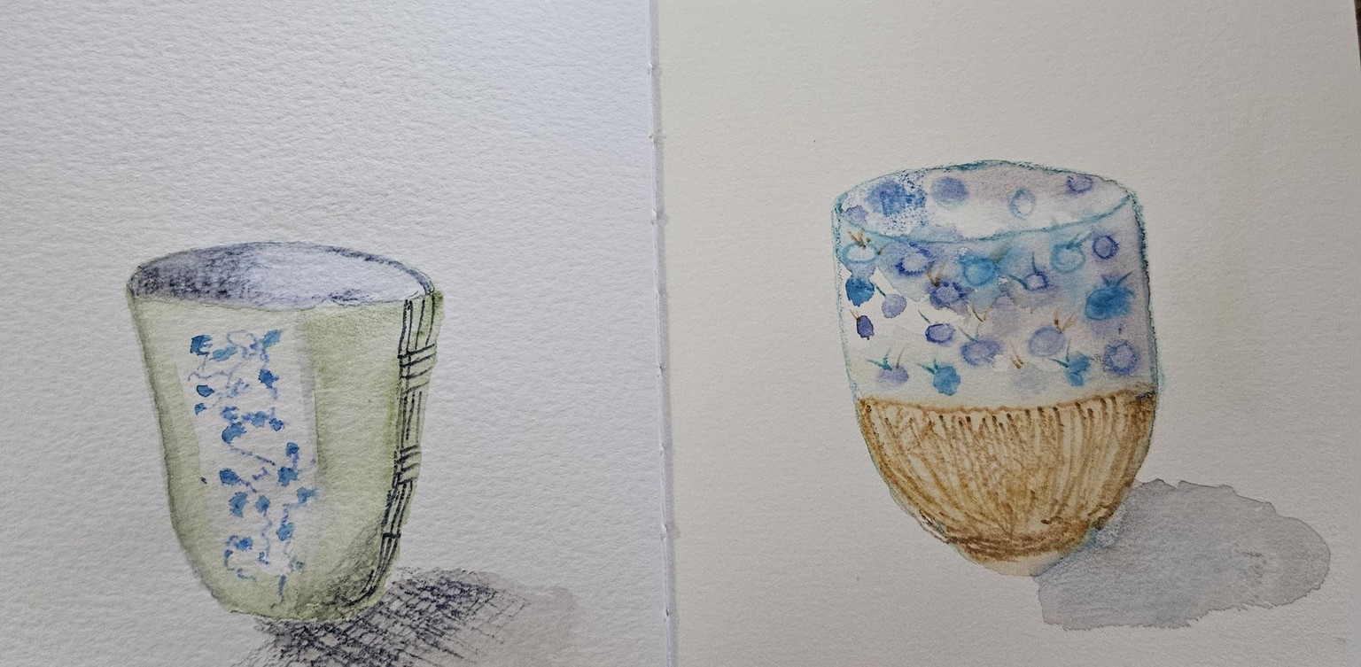 Mixed media tea cups - image 1 - student project