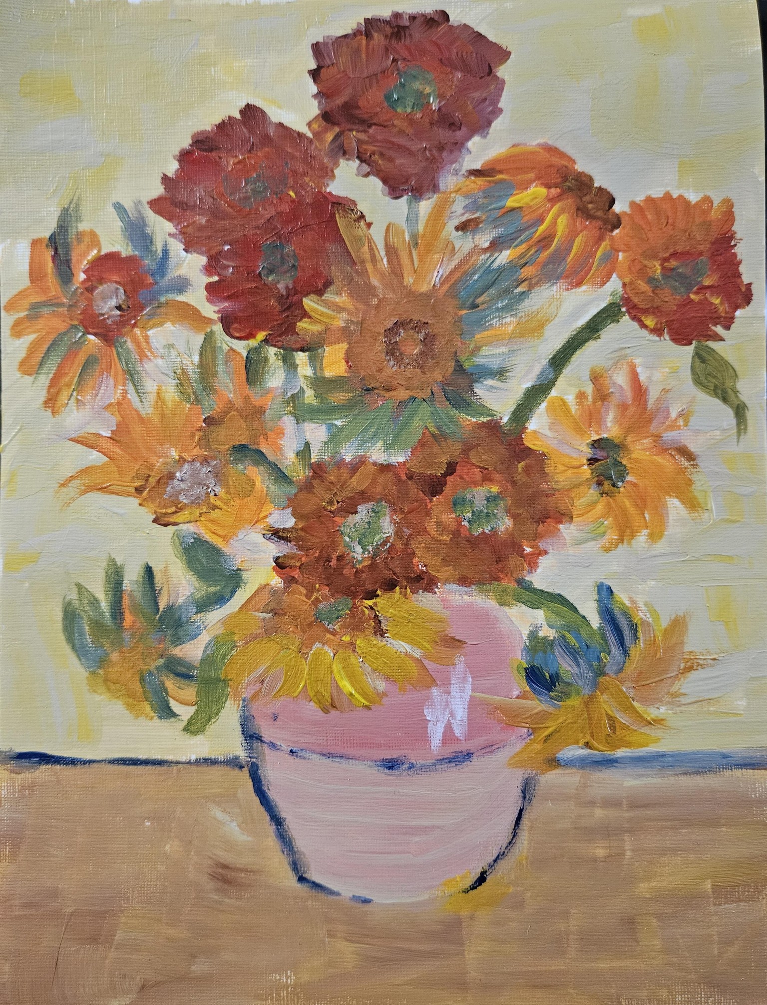 Van gogh sunflowers in acrylic - image 1 - student project