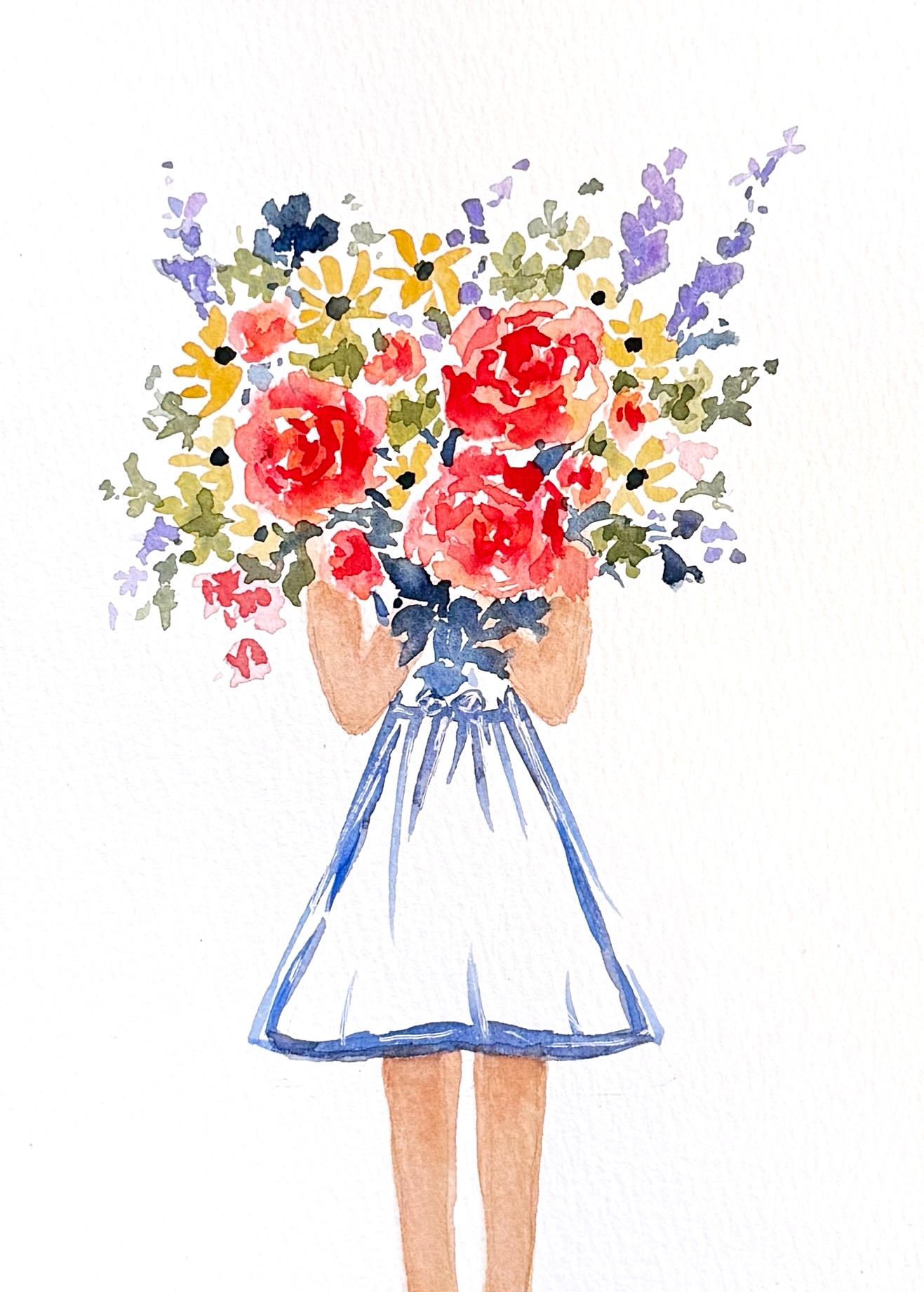 Girl and bouquet - image 1 - student project