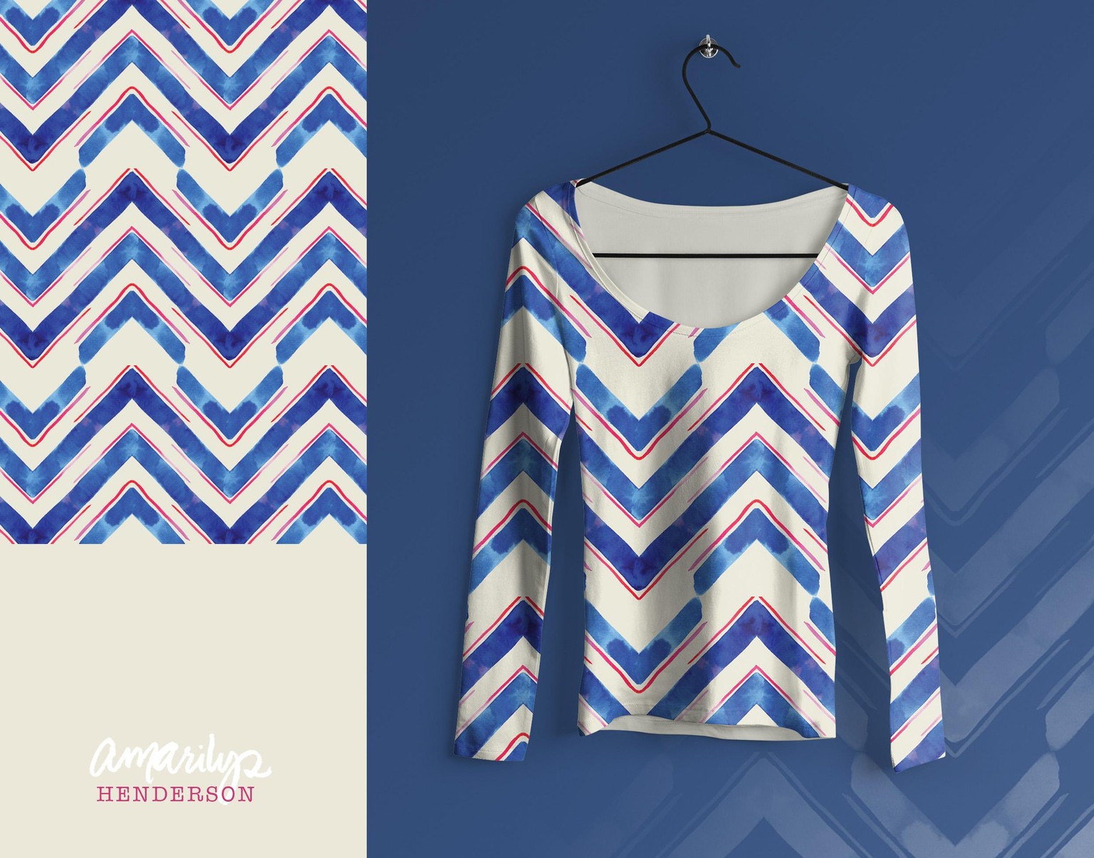 Pattern Play: Watercolor V in Blue - image 2 - student project