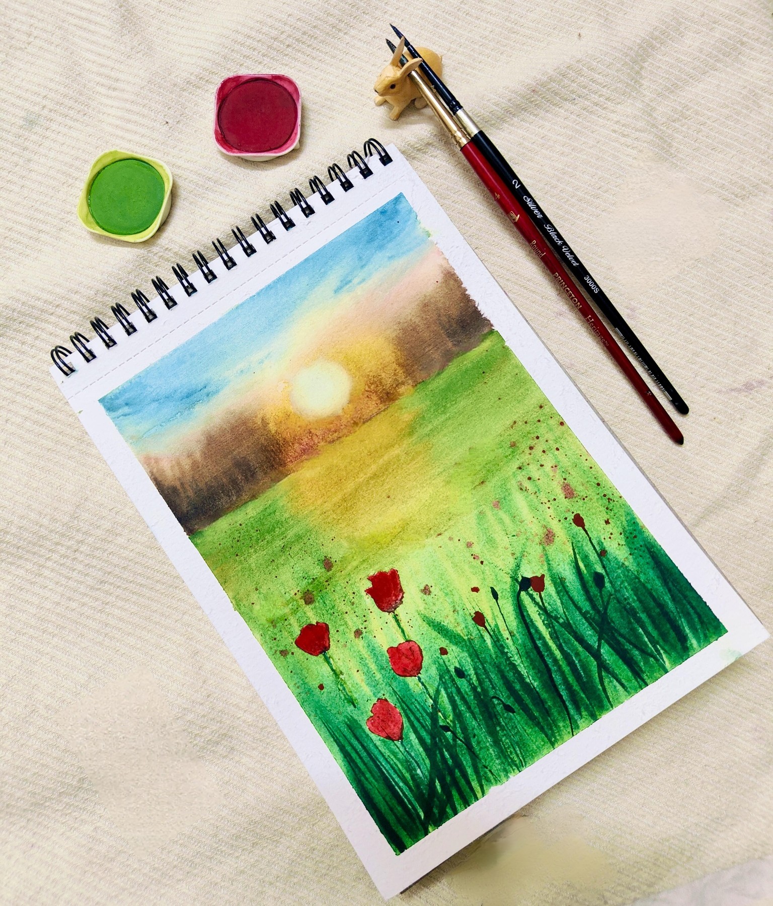 Let's paint a beautiful Spring Poppy Meadow using watercolours - image 1 - student project